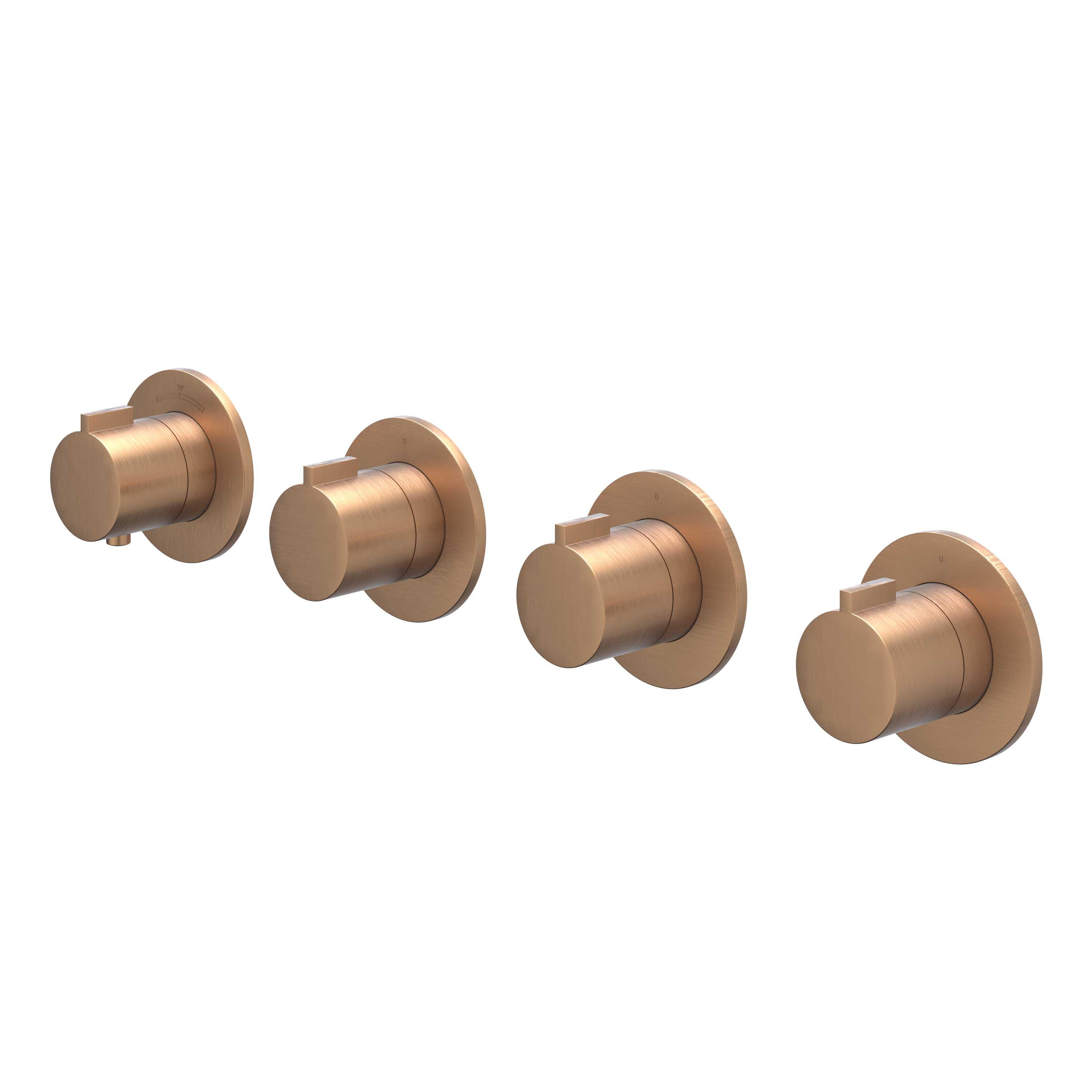 IVY Pact Afbouw inbouwtherm. m/3 stopkranen symmetry m/ronde rozetten 6202385 gebr. mat koper PVD