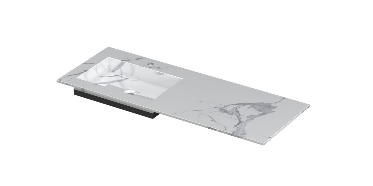 INK Post wast. keramische slab envelop bak L m. 1 krgt. H10xB1200xD450 Statuario glans / 210613