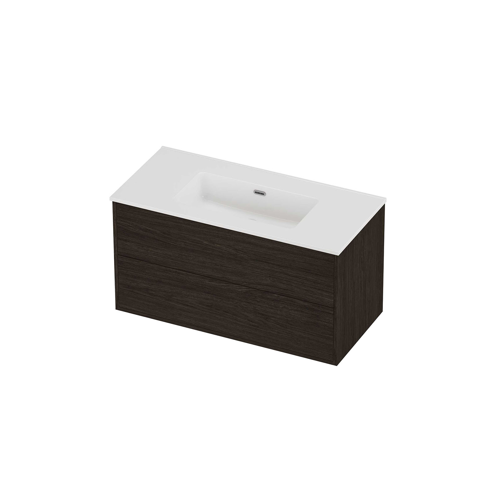 Proline Set porselein Elegant wast. z. krgt. en onderk. tbv gr. 2 la sym. in kader TGWF1000MO Glans wit/Mokka oak 100x46x54