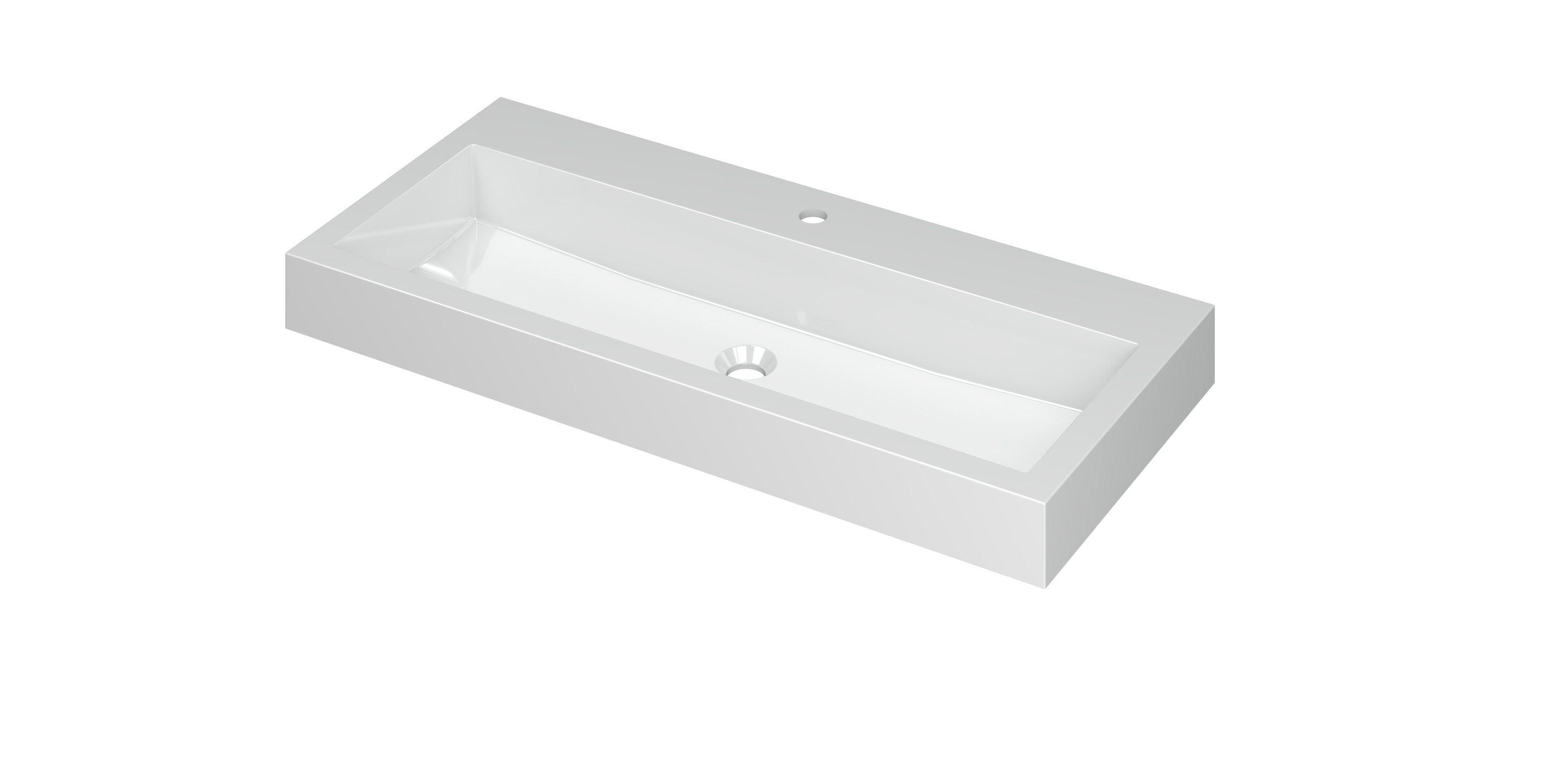 INK Momento wast. Polystone met 1 krgt. 3421031 Glans wit H90xB1000xD450