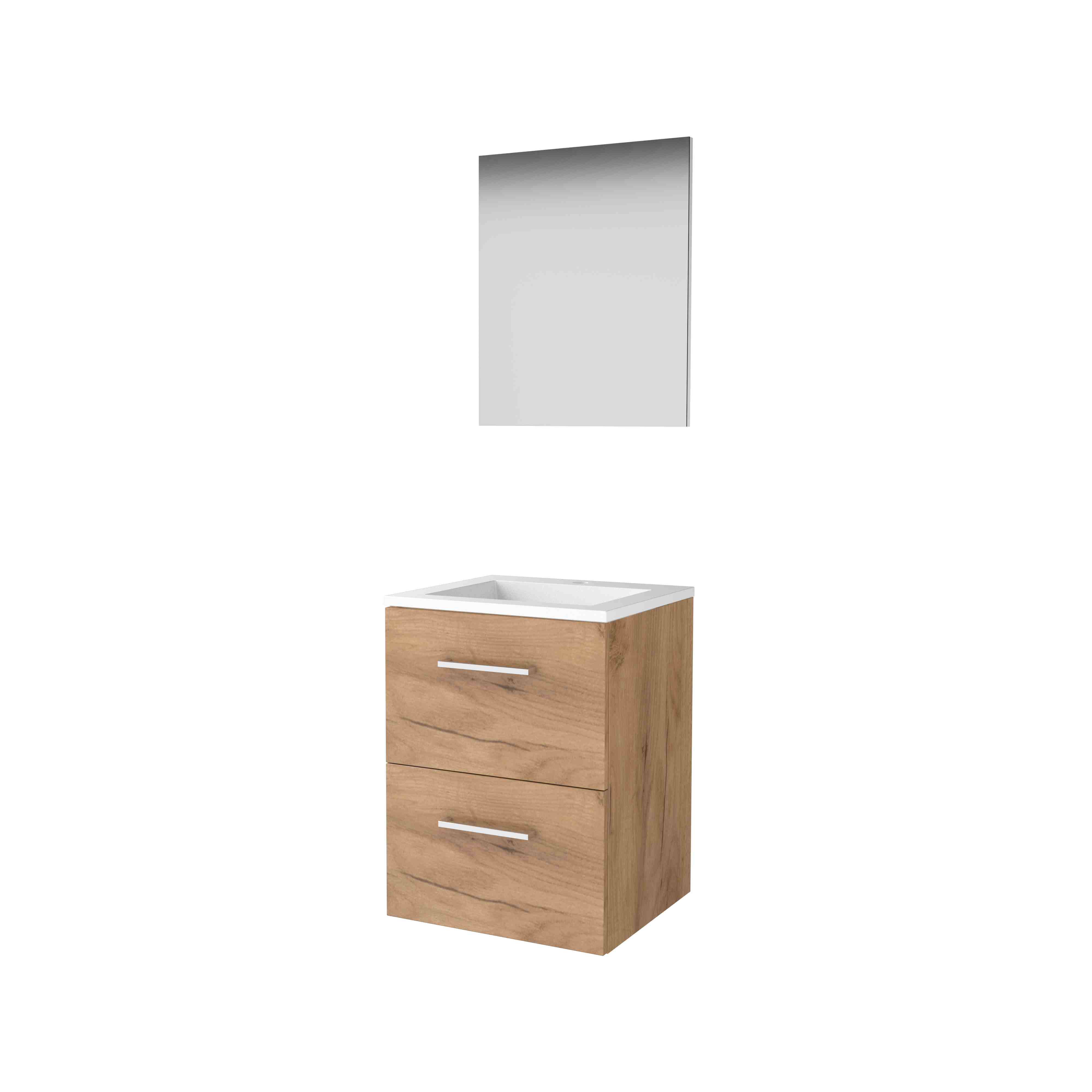 Basic Basic 46 set 50x46cm met gr. 2 la Acryl wast. 1 krgt. incl. spiegel B46GR50A1WO Whisky Oak