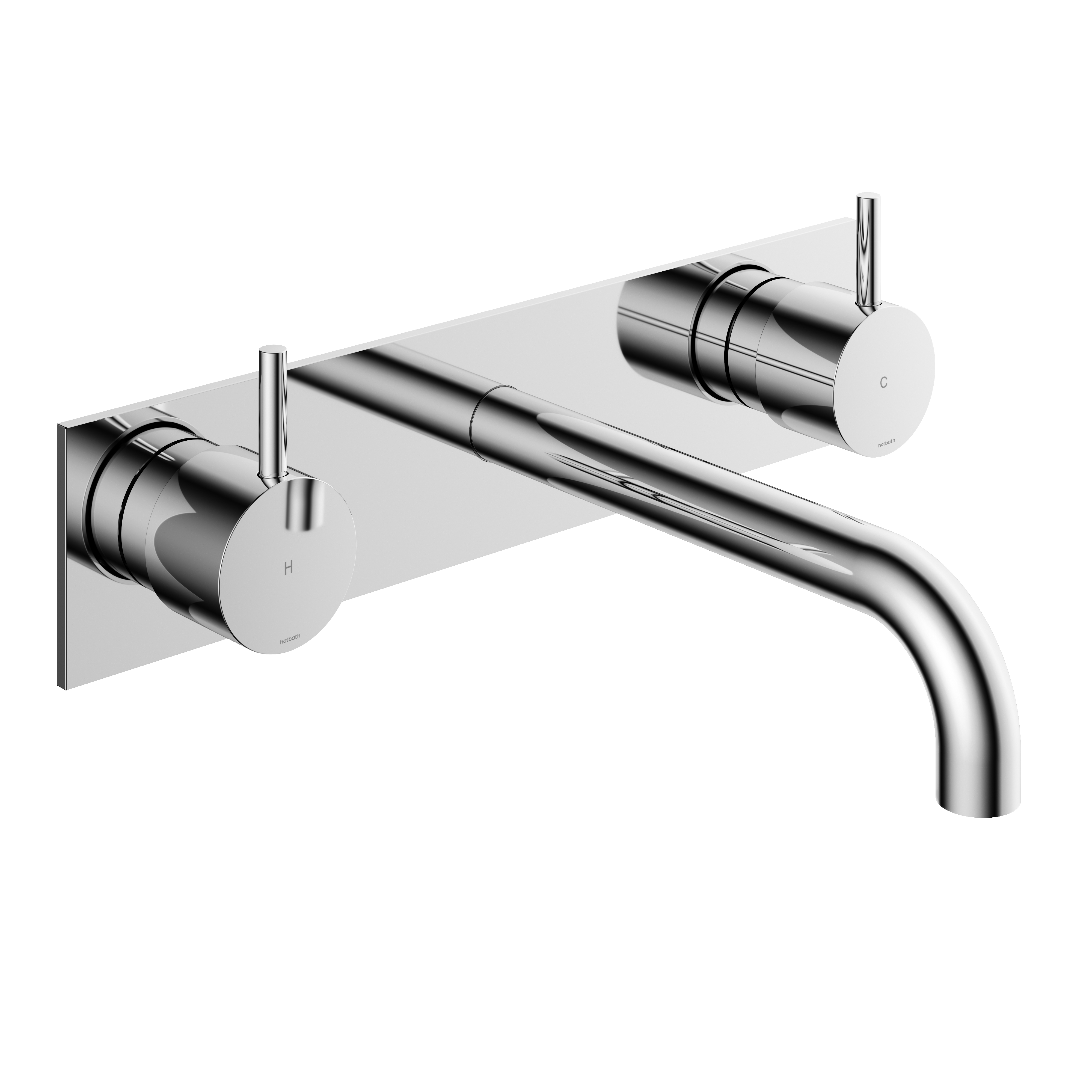 Hotbath Cobber afbouw wastafelmengkraan 3 gats met plaat 18 cm CB006TEXT18CR Chroom