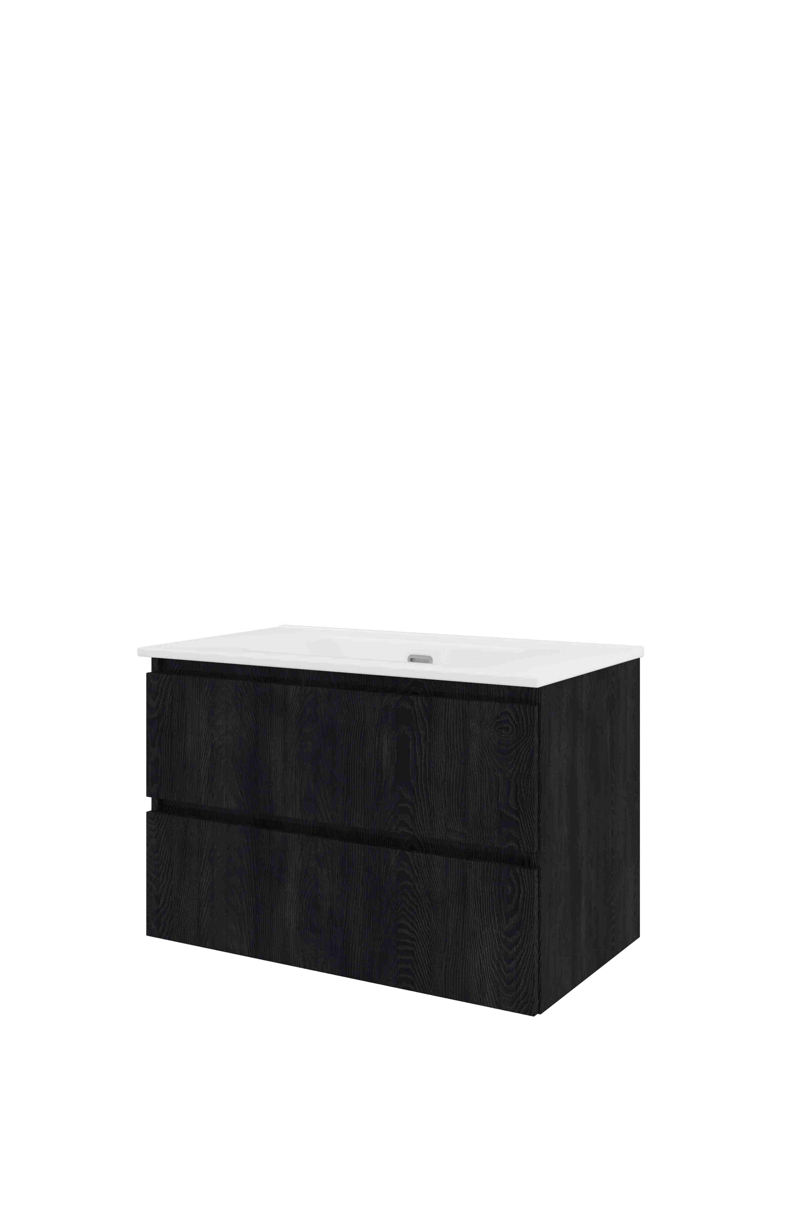 Proline Set porselein Elegant wast. z. krgt. en onderkast sym. gefr. TGWD800CH Charcoal oak/Glans wit 800x460x540