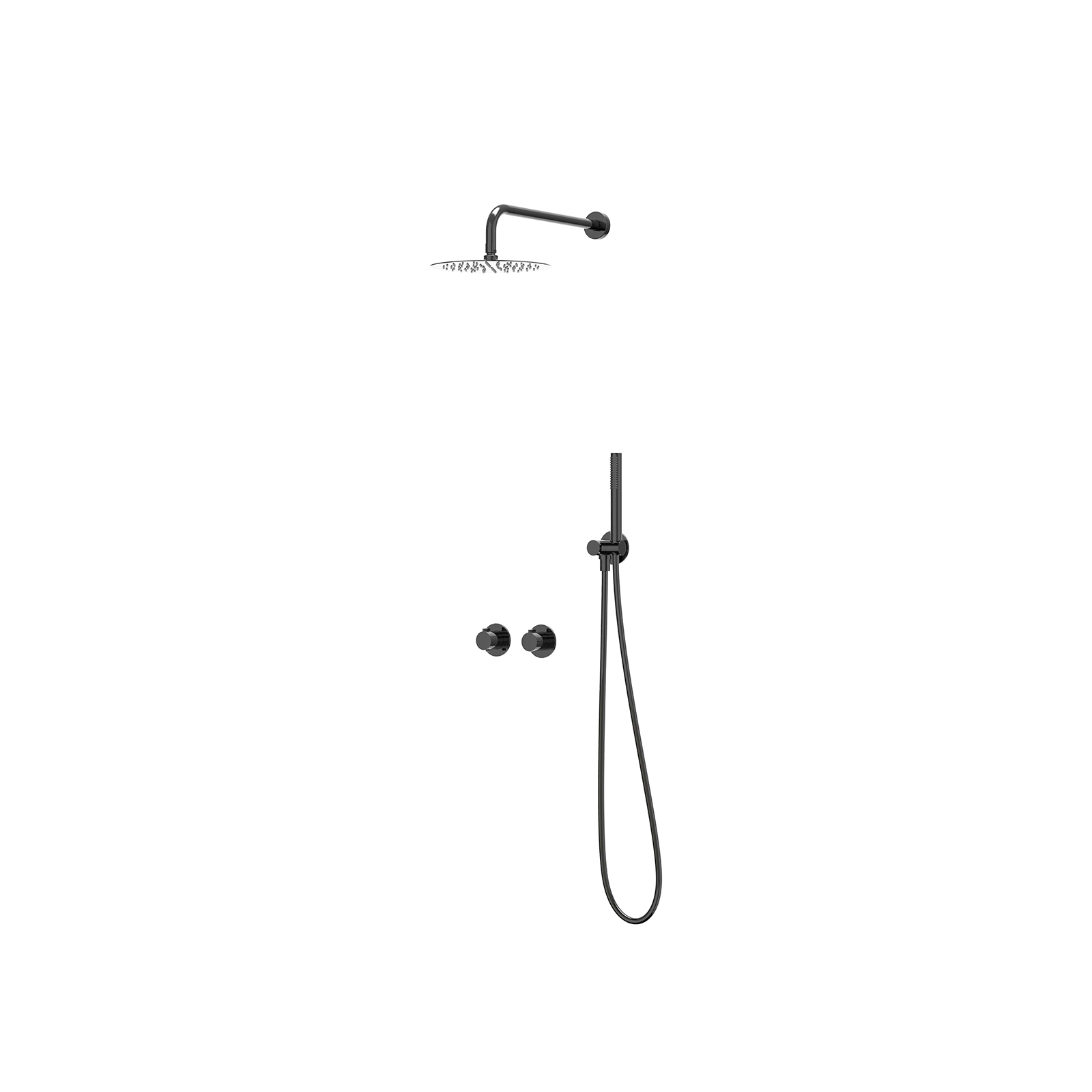 IVY Pact set 2-weg st.omst. 40cm w.arm R25cm verst. steun m. geint. uitl. slang 150cm + staaf CSP3ZCABAC Zwart chroom PVD
