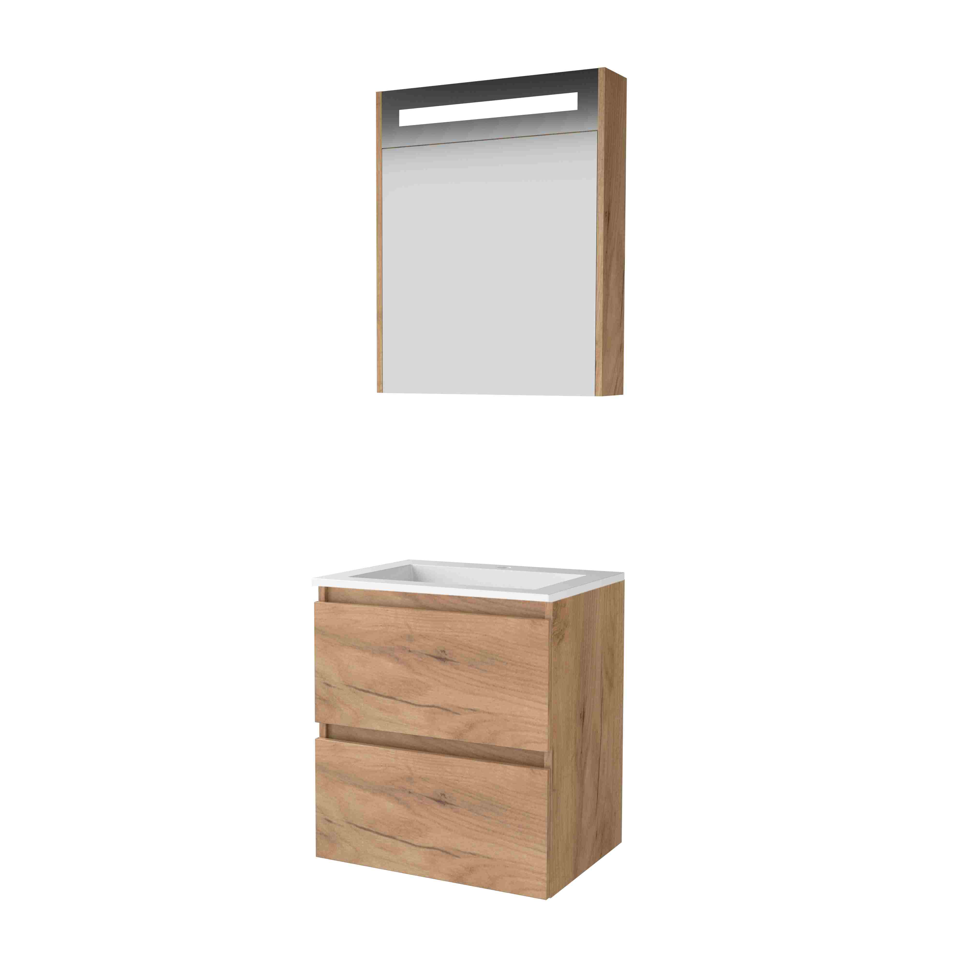 Basic Premium 46 set 60x46cm greepl. 2 la Acryl wast. 1 krgt. incl. kast m. verl. P46GL60A1WO Whisky Oak