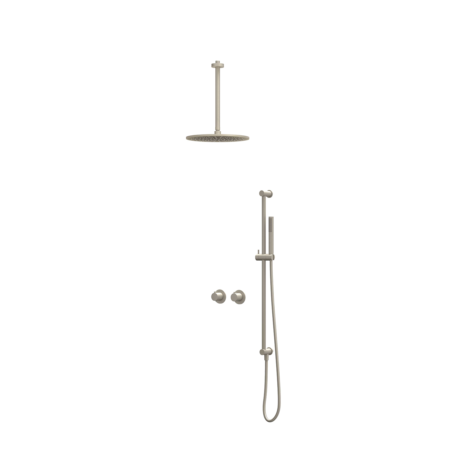 IVY Pact set 2-weg st.omst. 30cm pl.b. R30cm gl.st. m. uitl. slang 150cm + staaf CSP3EXGNAFCB Geborsteld nickel PVD