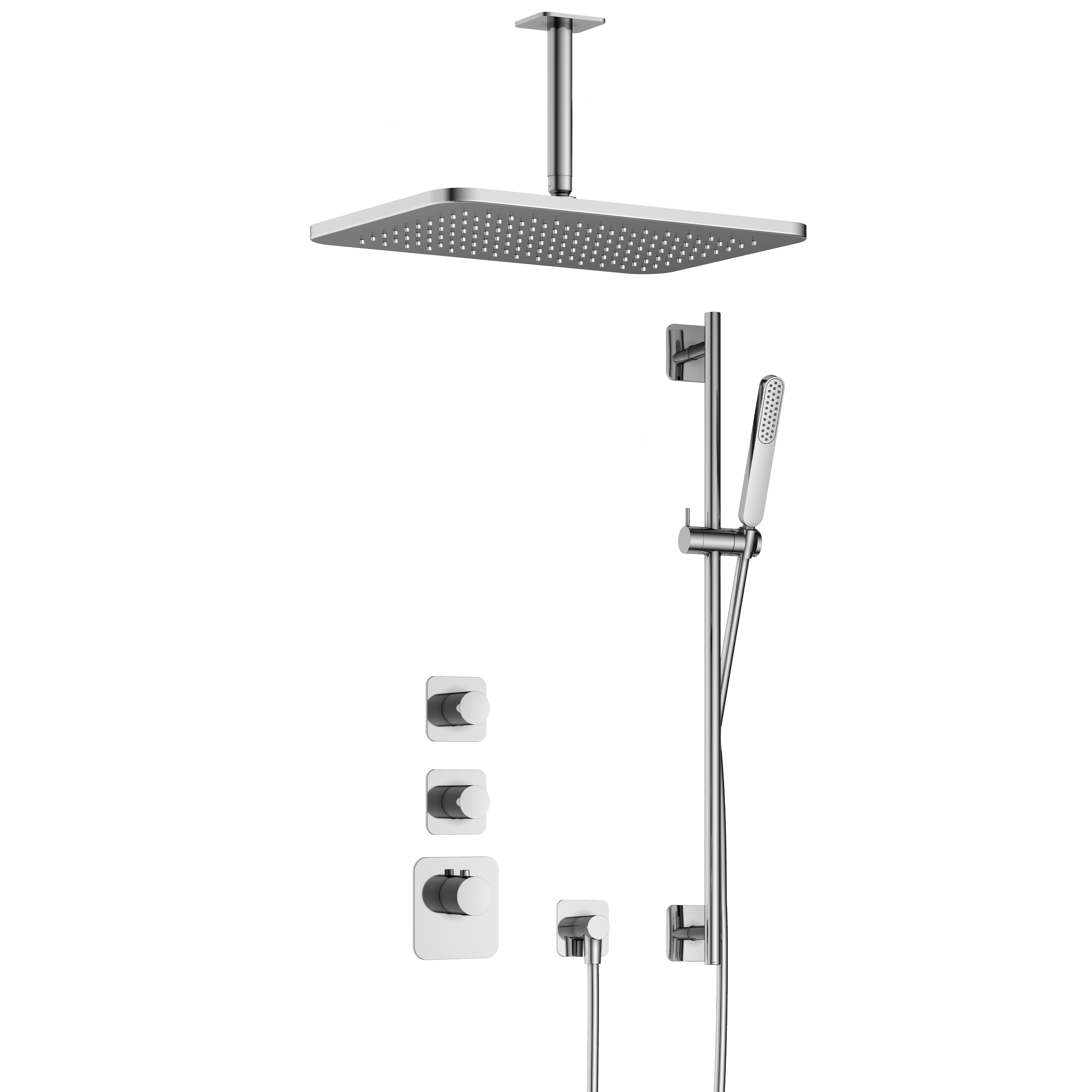 Hotbath Gal Highflow inbouwset m. 2 stopkr. m. plaf. buis GL106 en glijst. IBS40CR257 Chroom