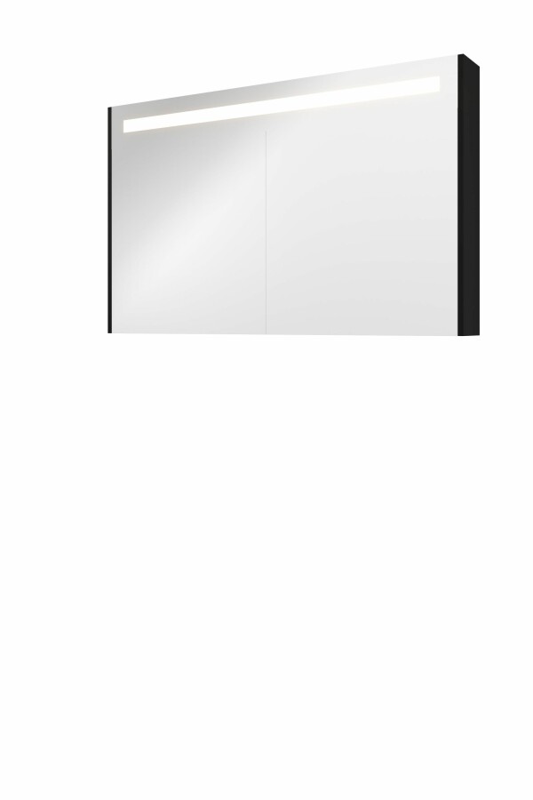 Proline spiegelkast Premium met geint. LED verl. 2 deuren 1809506 Mat zwart H740xB1200xD140