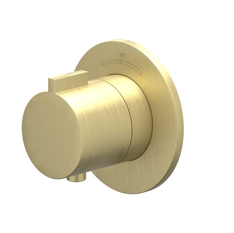 IVY Pact Afbouwdeel inbouwthermostaat symmetry met rond rozet 6202424 gebr. mat goud PVD