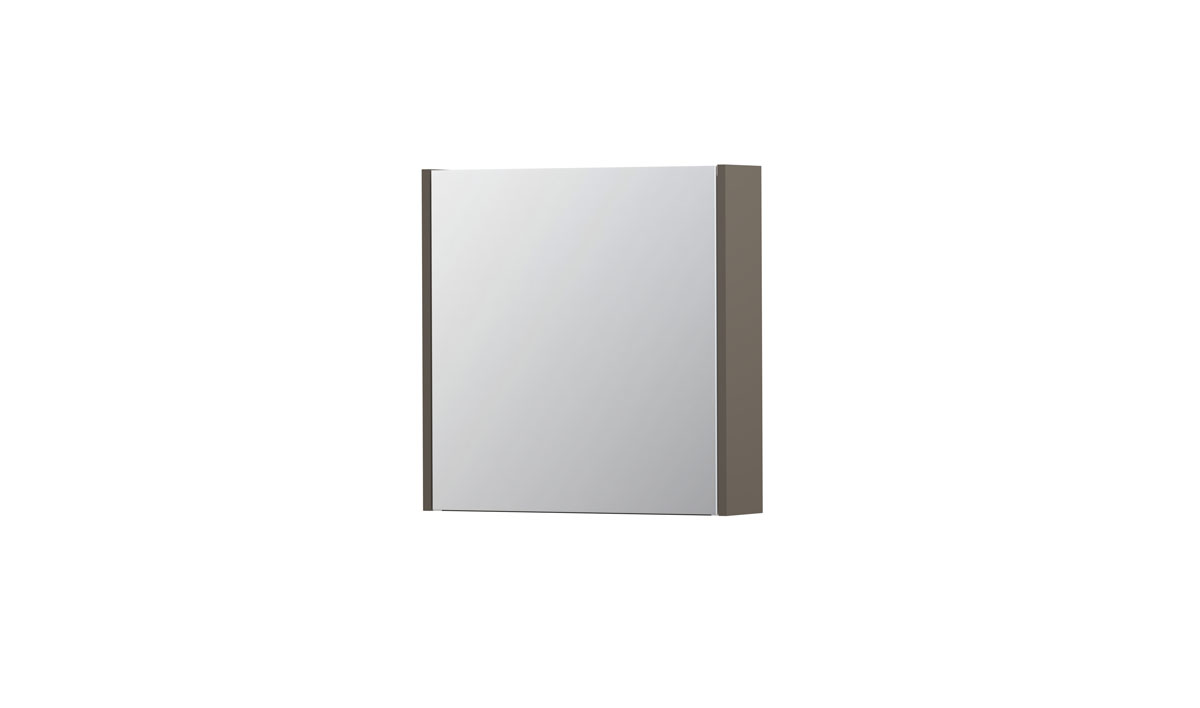 INK SPK1 spiegelkast m. 1 dubbelzijdige spiegeldeur en stop/schak. 1110454 mat taupe H600xB600xD140