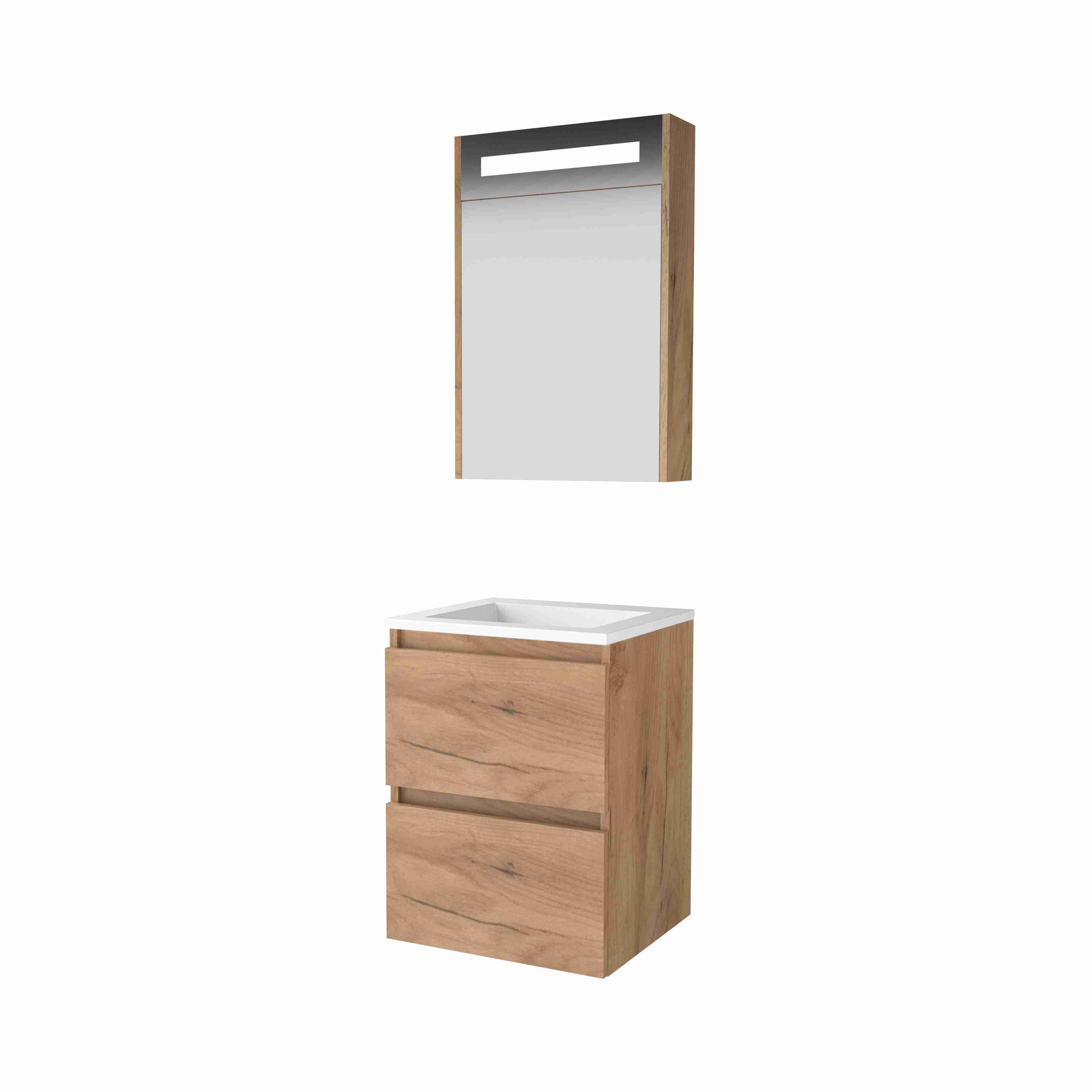 Basic Premium 46 set 50x46cm greepl. 2 la Acryl wast. 0 krgt. incl. kast m. verl. P46GL50A0WO Whisky Oak