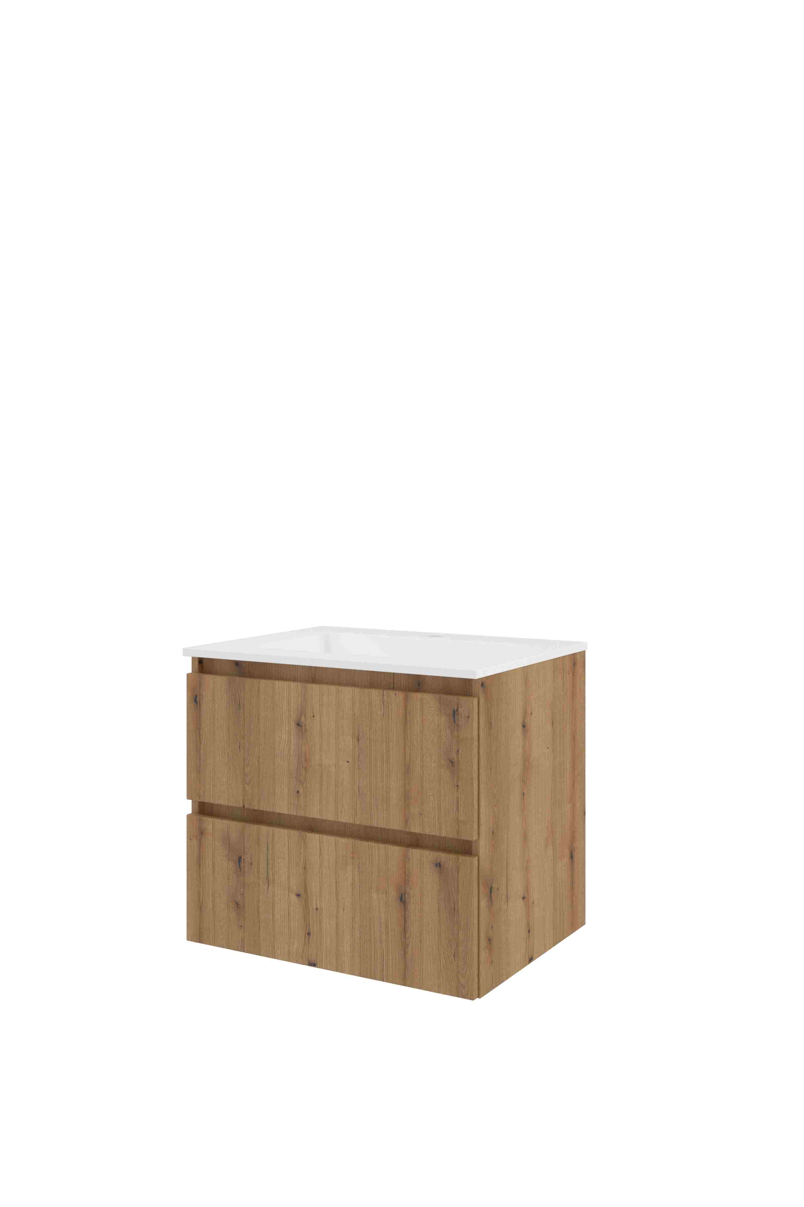 Proline Set polystone Elegant wast. met 1 krgt. en onderkast sym. gefr. AGWD601UO Urban oak/Glans wit 600x460x540