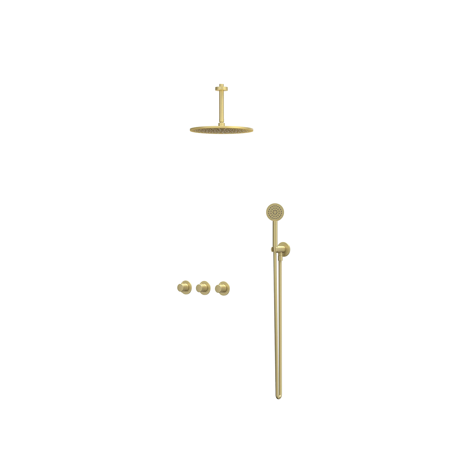 IVY Nexus set 2 stopkr. pl.b. 15cm R30cm houder m. uitl. slang 150cm + s.spr. hd. CSN4MPCFBA Geborsteld mat goud PVD