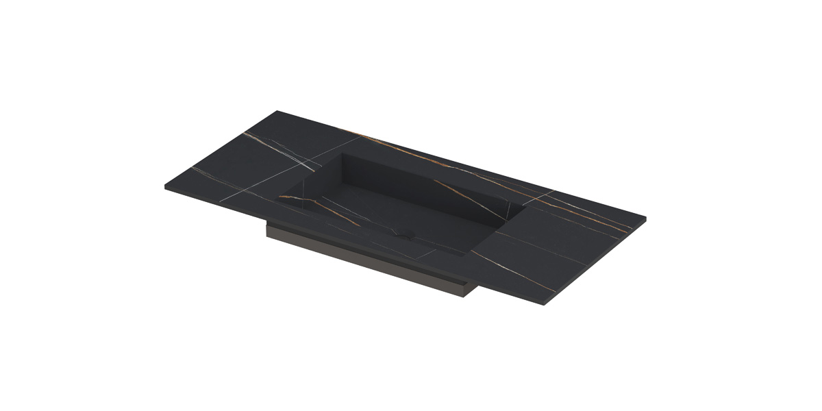 INK Post wast. keramische slab envelop bak midden zonder krgt. H10xB1000xD450 Lauren black mat / 210042