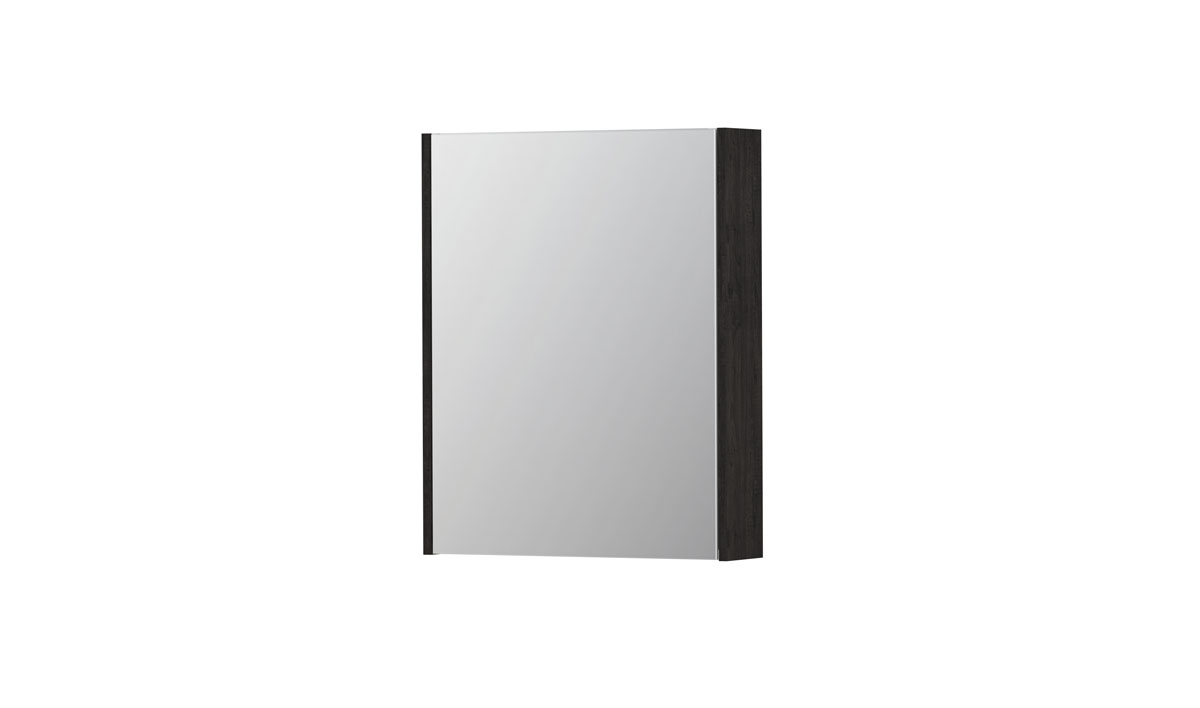INK spiegelkast met 1 dubbelz. spiegeldeur en stopc./schak. 1105115 Houtskool eiken H730xB600xD140