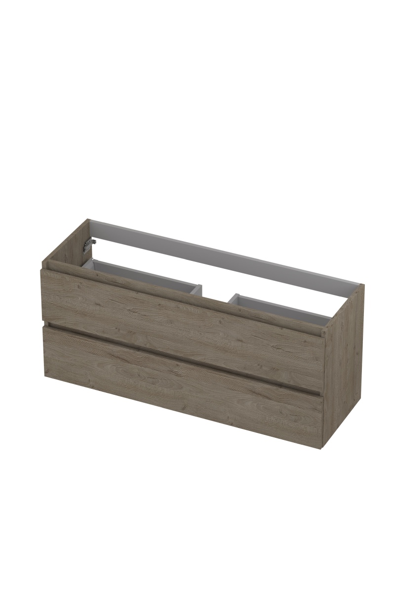 INK onderk. 2 laden greepl. met houten keerlijst 1257039 Greige eiken H520xB1200xD400