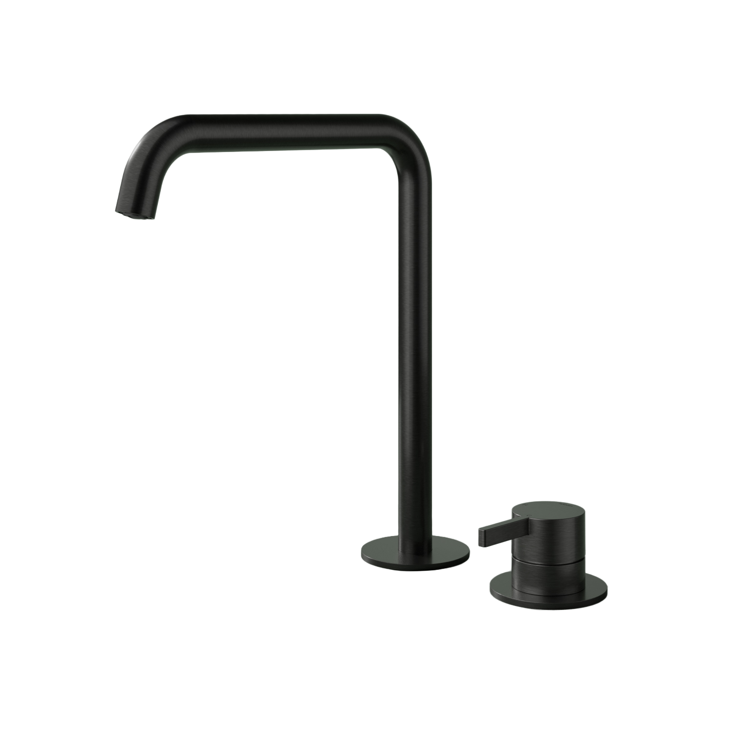 Hotbath Ace wastafelmengkraan 2-gats hoog model m. drabare uitloop zonder waste AC023HMBP Mat Zwart PVD