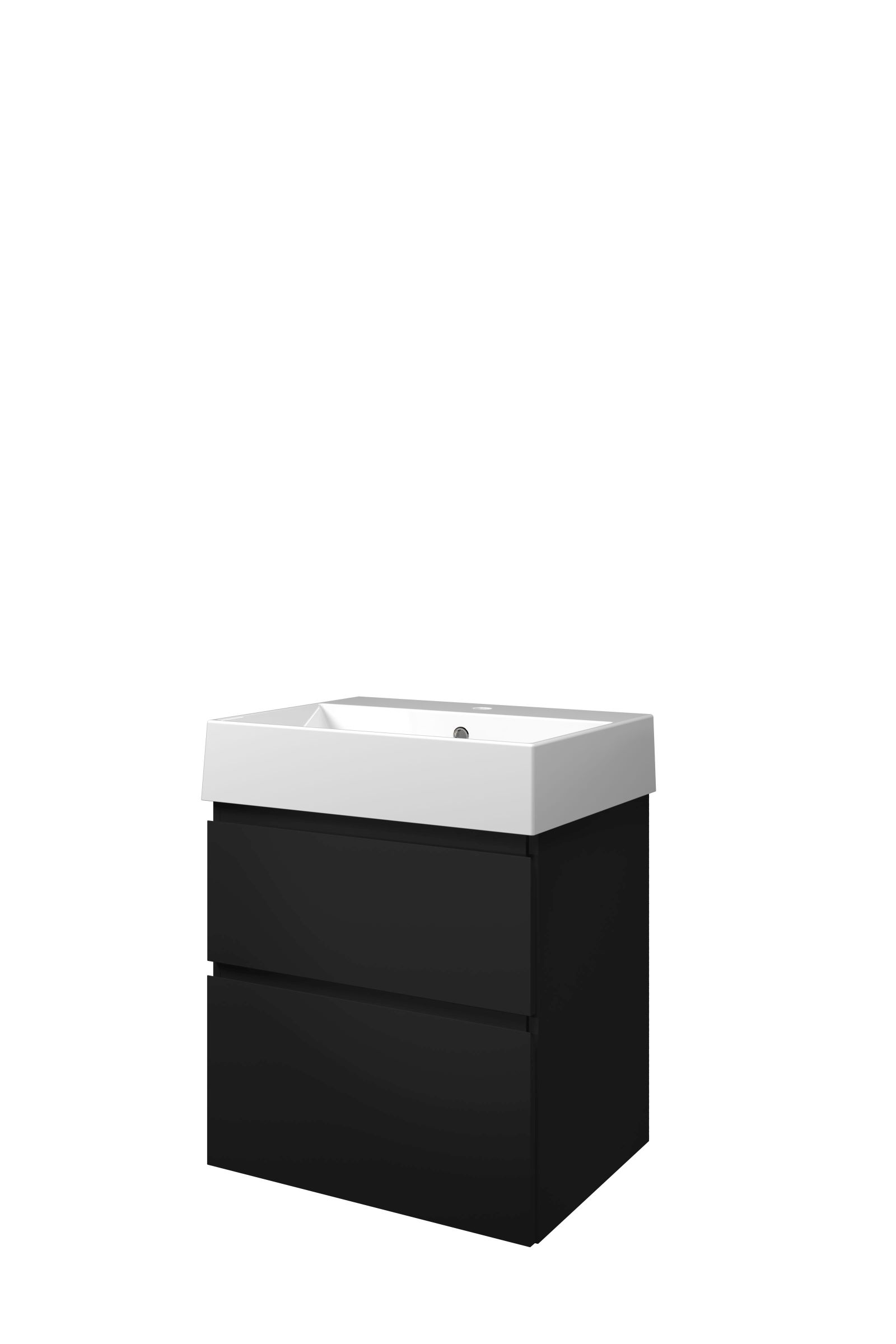 Proline set porselein Loft wast. met 1 krgt. en onderk. a-sym. ZGWC601MZ Mat zwart/Glans wit H700xB600xD460