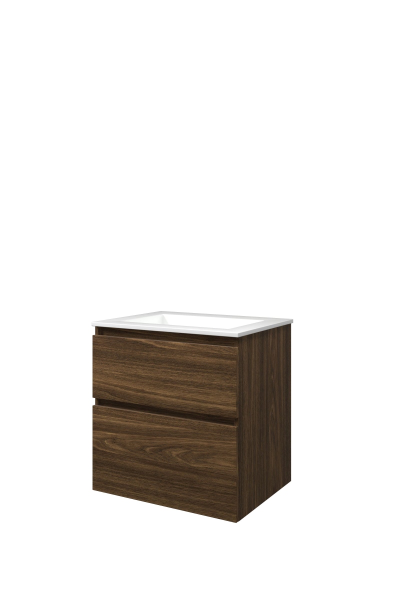 Proline set polystone Elegant wast. z. krgt. en onderk. a-sym. AGWC600CA Cabana oak/Glans wit H620xB600xD460