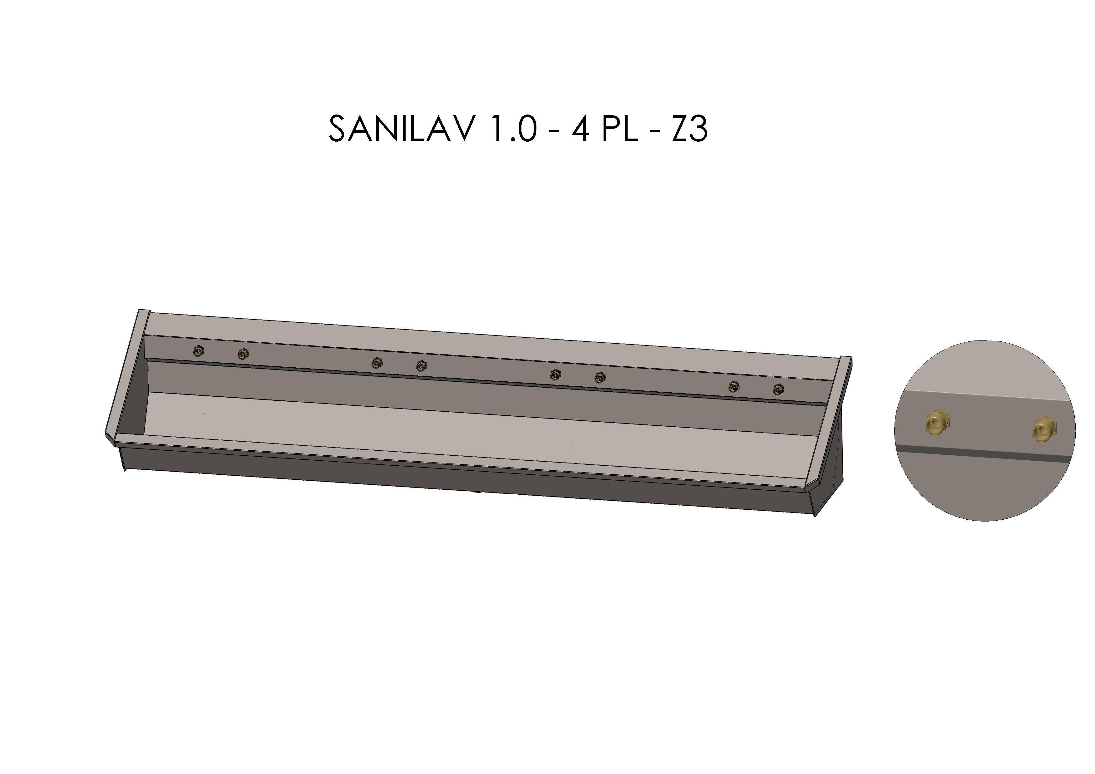 Intersan Sanilav muurwastrog rvs 4p 240 twee leidingen SANILAV 1.0-4- Z3