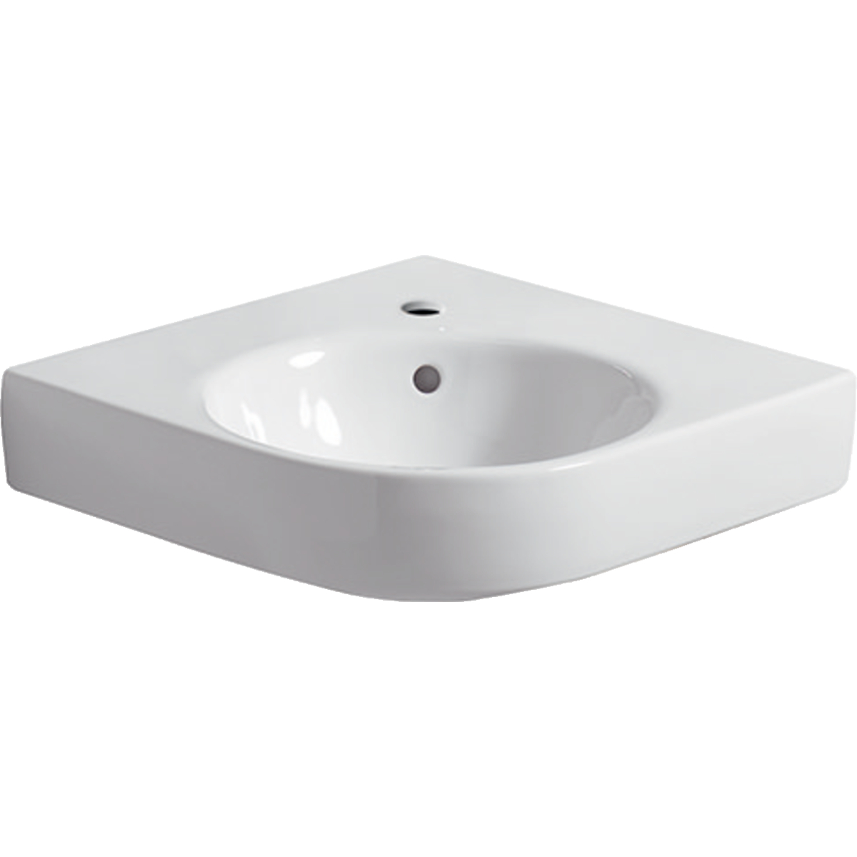 Geberit Renova compact hoek wastafel 69.5x61.5cm m.krgt. m.overl. 226150600 Wit KeraTect