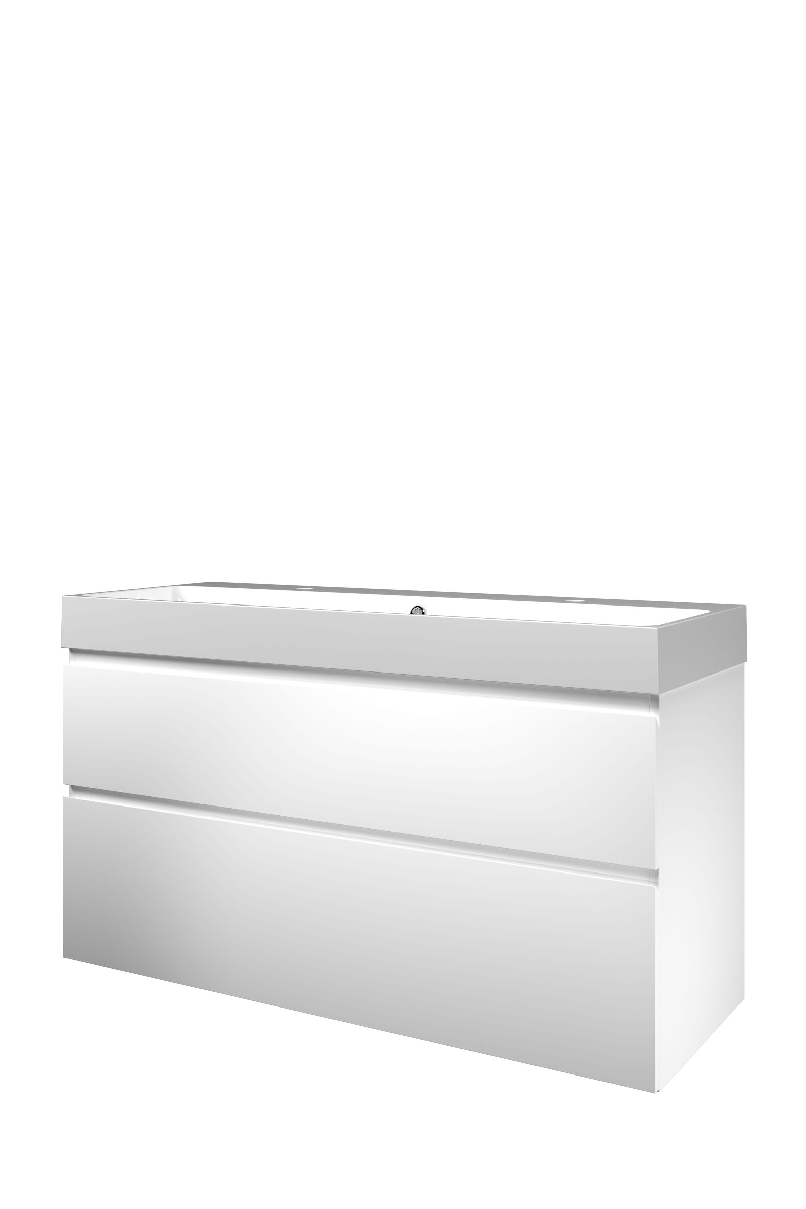Proline set polystone Loft wast. met 2 krgt. en onderk. a-sym. 1817165 Mat wit/Glans wit H700xB1200xD460