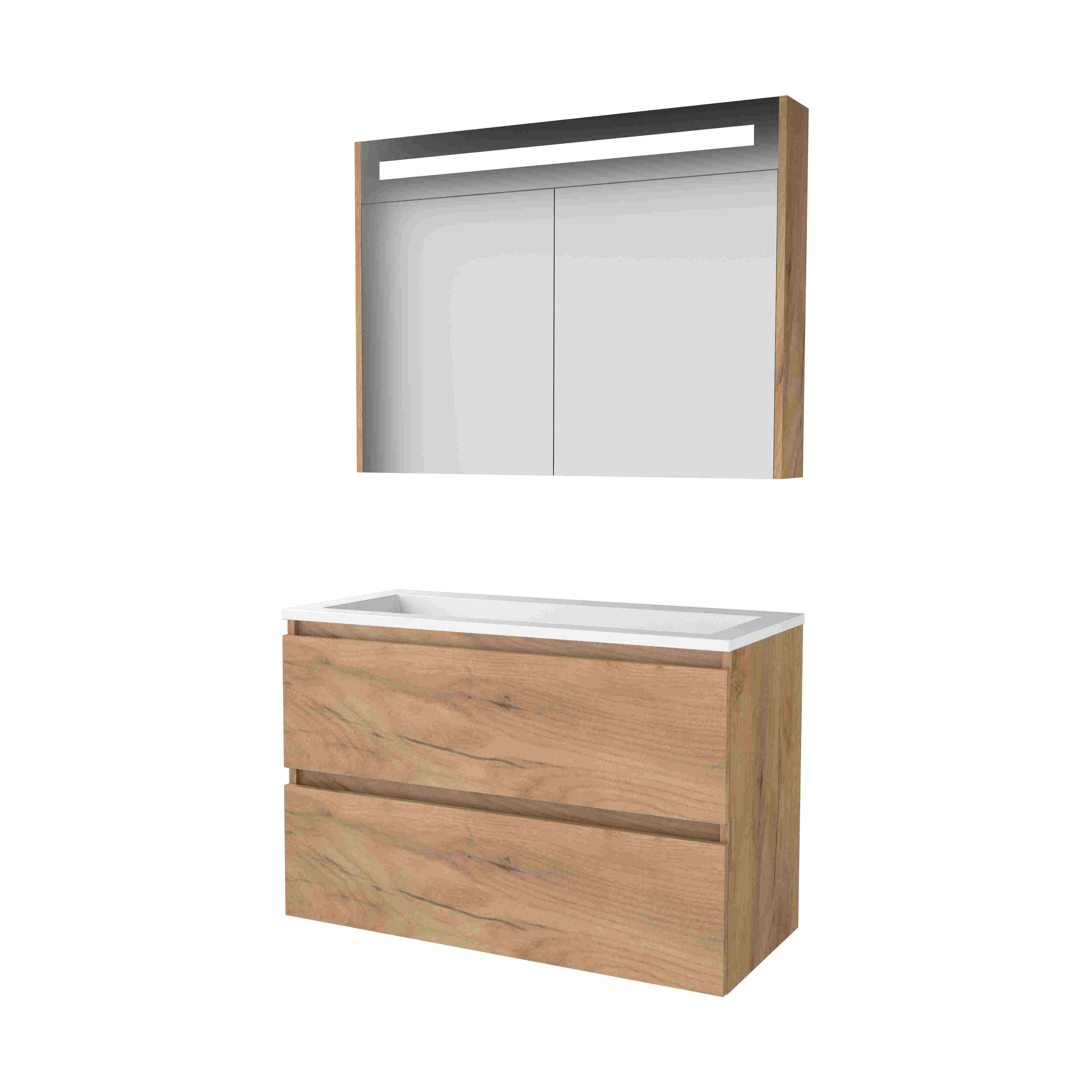 Basic Premium 46 set 100x46cm greepl. 2 la Acryl wast. 0 krgt. incl. kast m. verl. P46GL100A0WO Whisky Oak