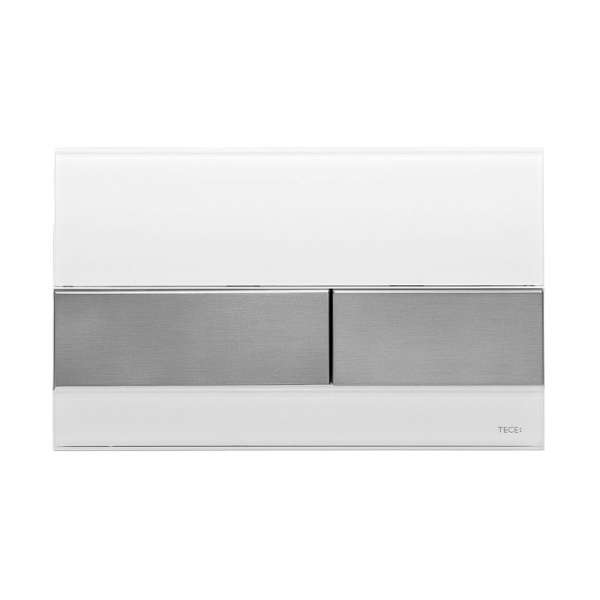 TECEsquare bedieningsplaat 9240801  -  Glas wit toets RVS geborsteld