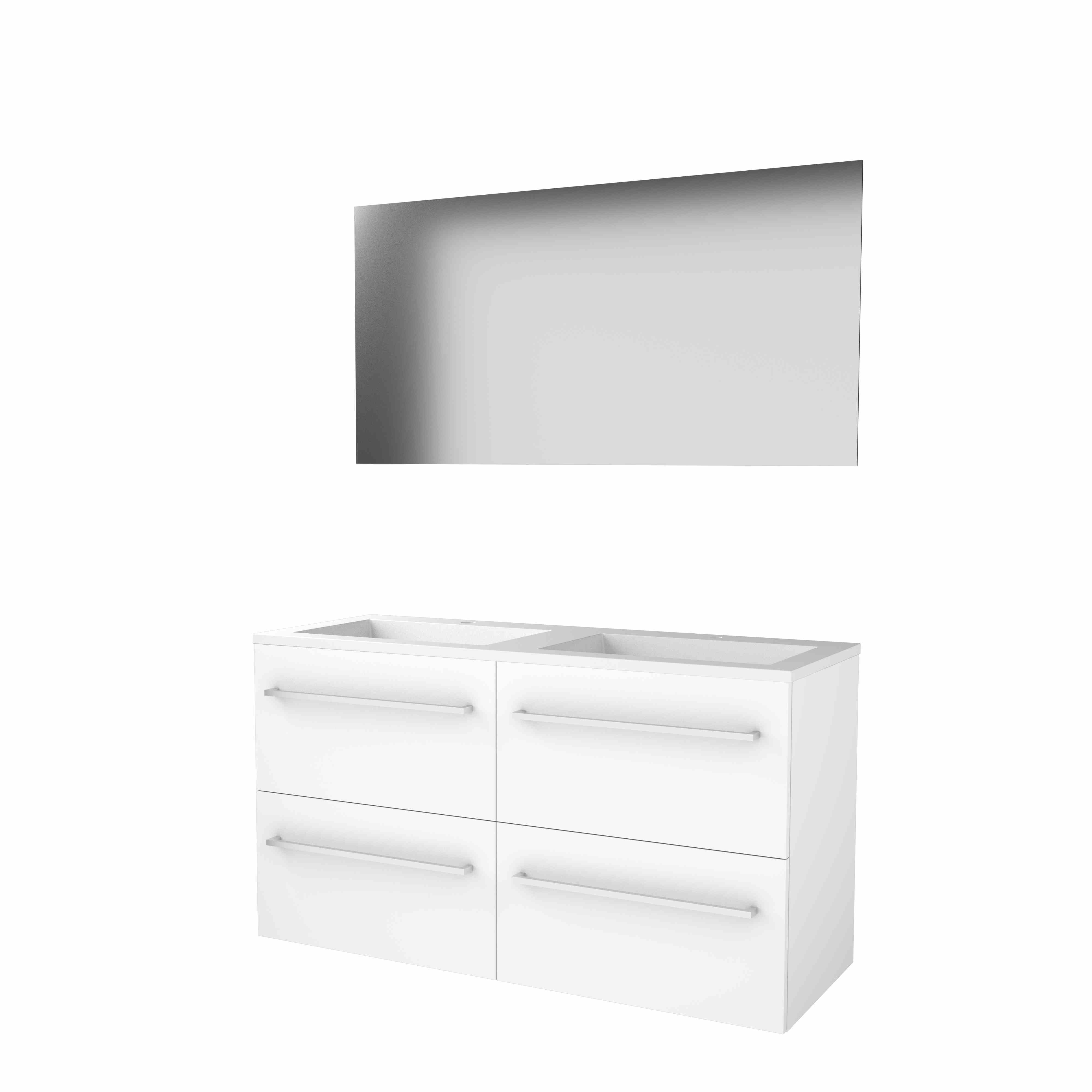 Basic Ultimate 46 onderk. m. gr. incl. 4 la + Acryl wast. incl. 2 krgt. incl. spg. m. LED ind. o+b B1200xD460 Ice White / 1813978