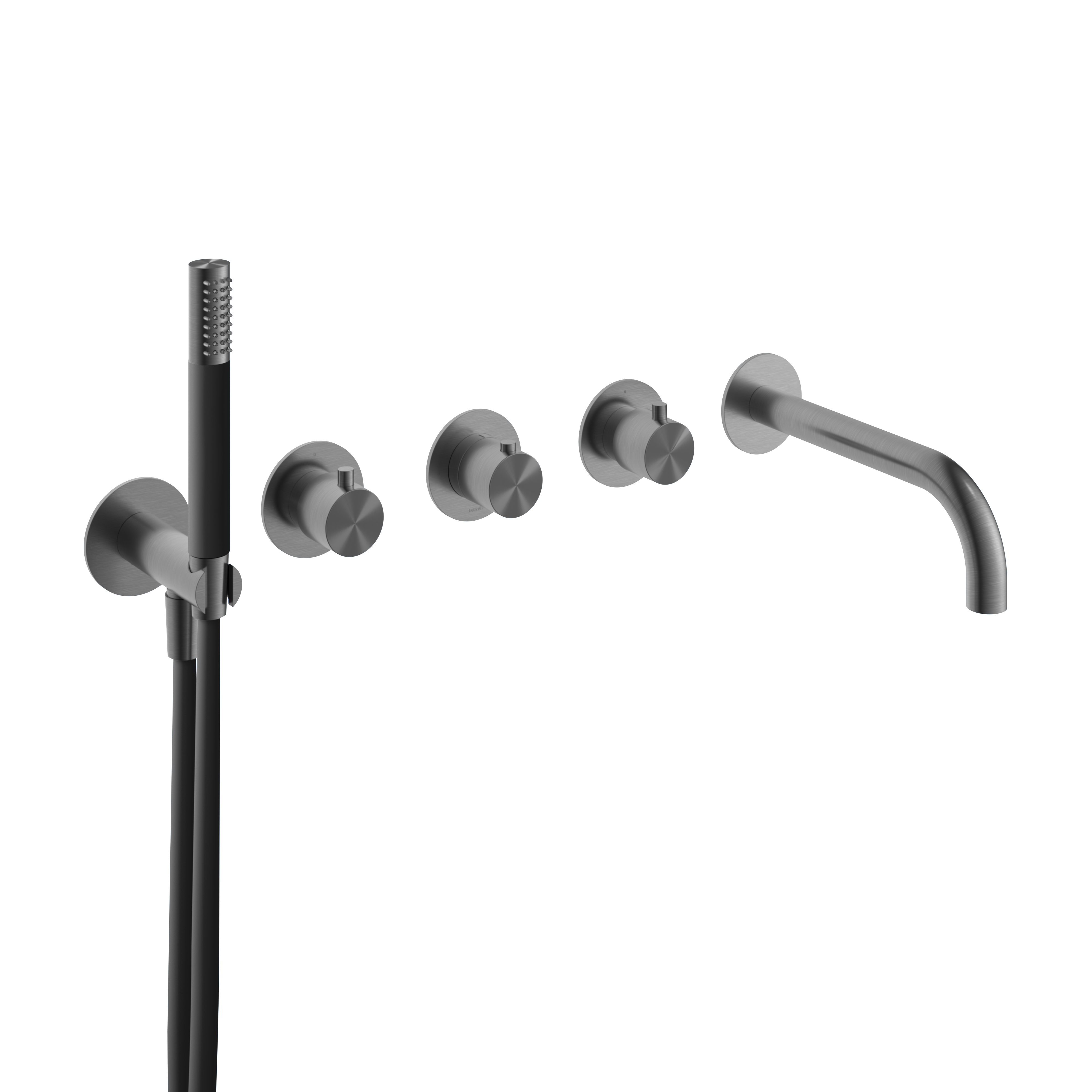 Hotbath Archie afbouwdeel douche thermostaat met 2 stopkr. met uitloop AR7172EXTBGP Geborsteld Gunmetal PVD