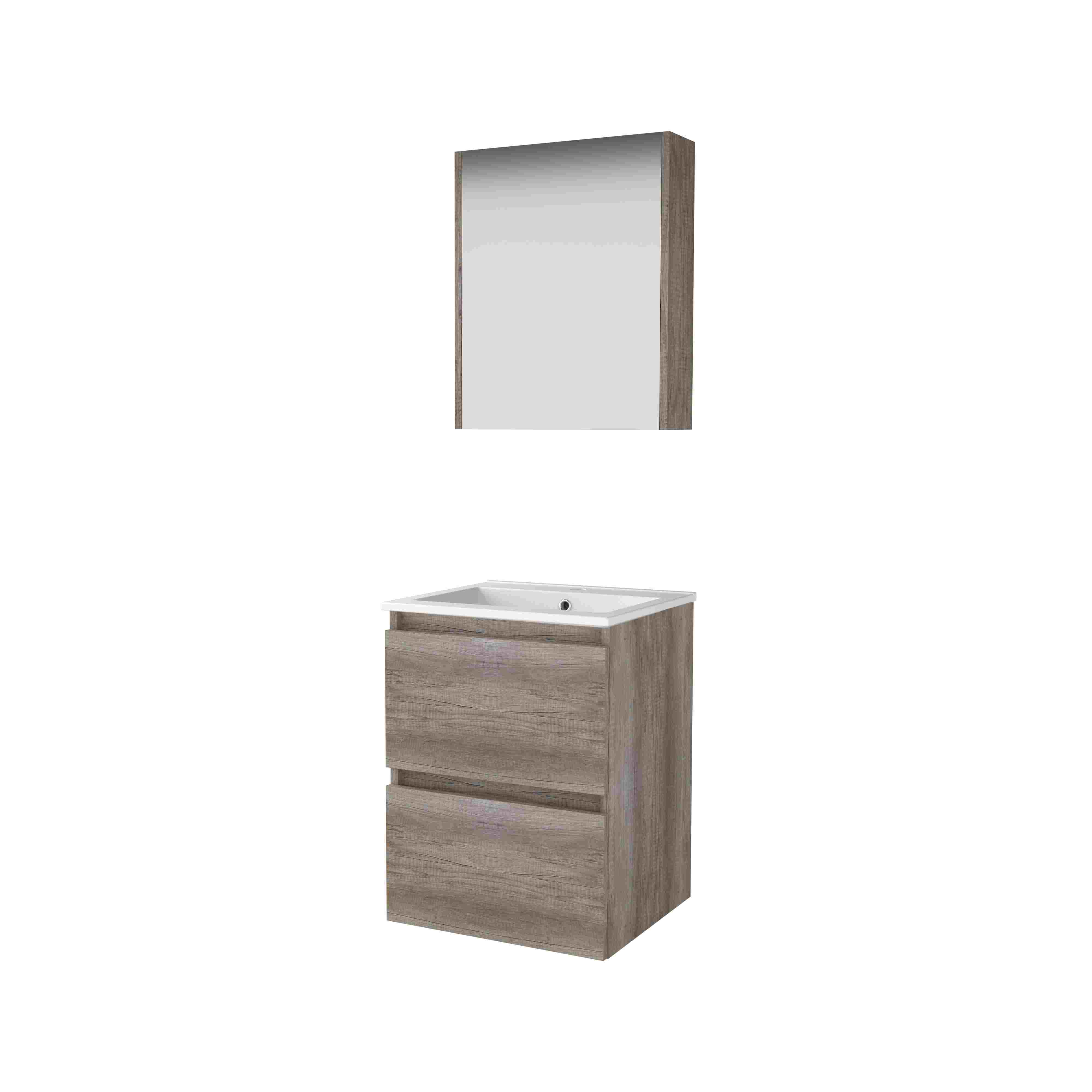 Basic Comfort 46 set 50x46cm greepl. 2 la keram. wast. 1 krgt. incl. kast C46GL50PSO Scotch Oak