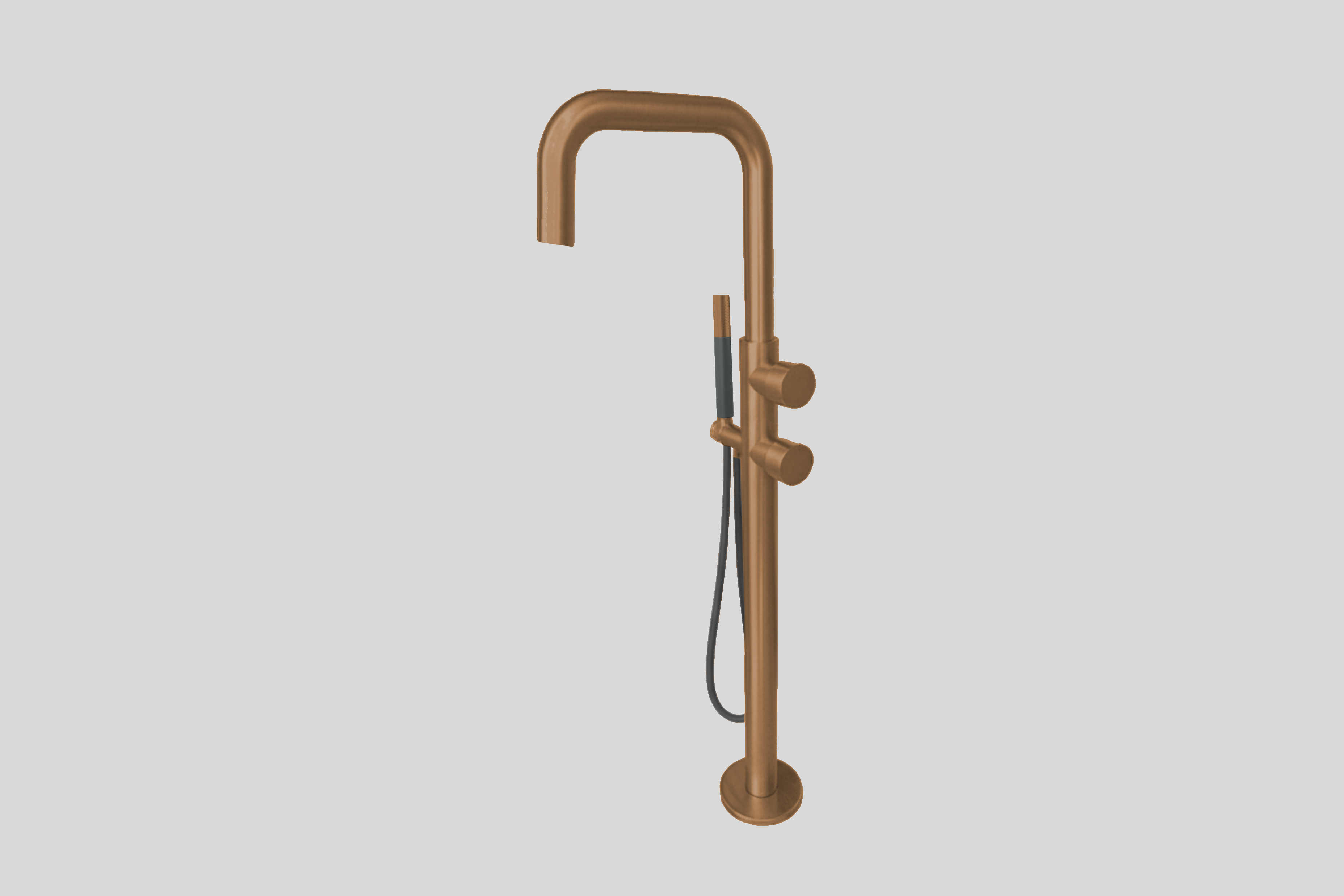 Lagoo Como Vrijstaande highflow badmengkraan afbouwdeel m. mixer en handdouche staaf CM3214BK Brushed Copper PVD