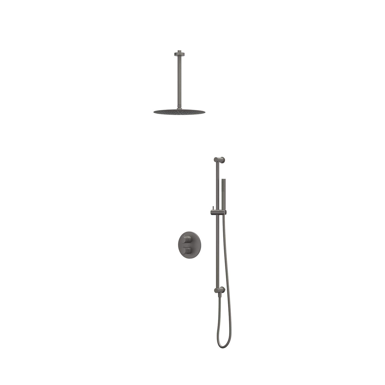 IVY Nexus set 2-weg st.omst. pl.b. 30cm R30cm gl.st. m. uitl. slang 150cm + staaf CSN2EXGMACCB Geborsteld metal black PVD