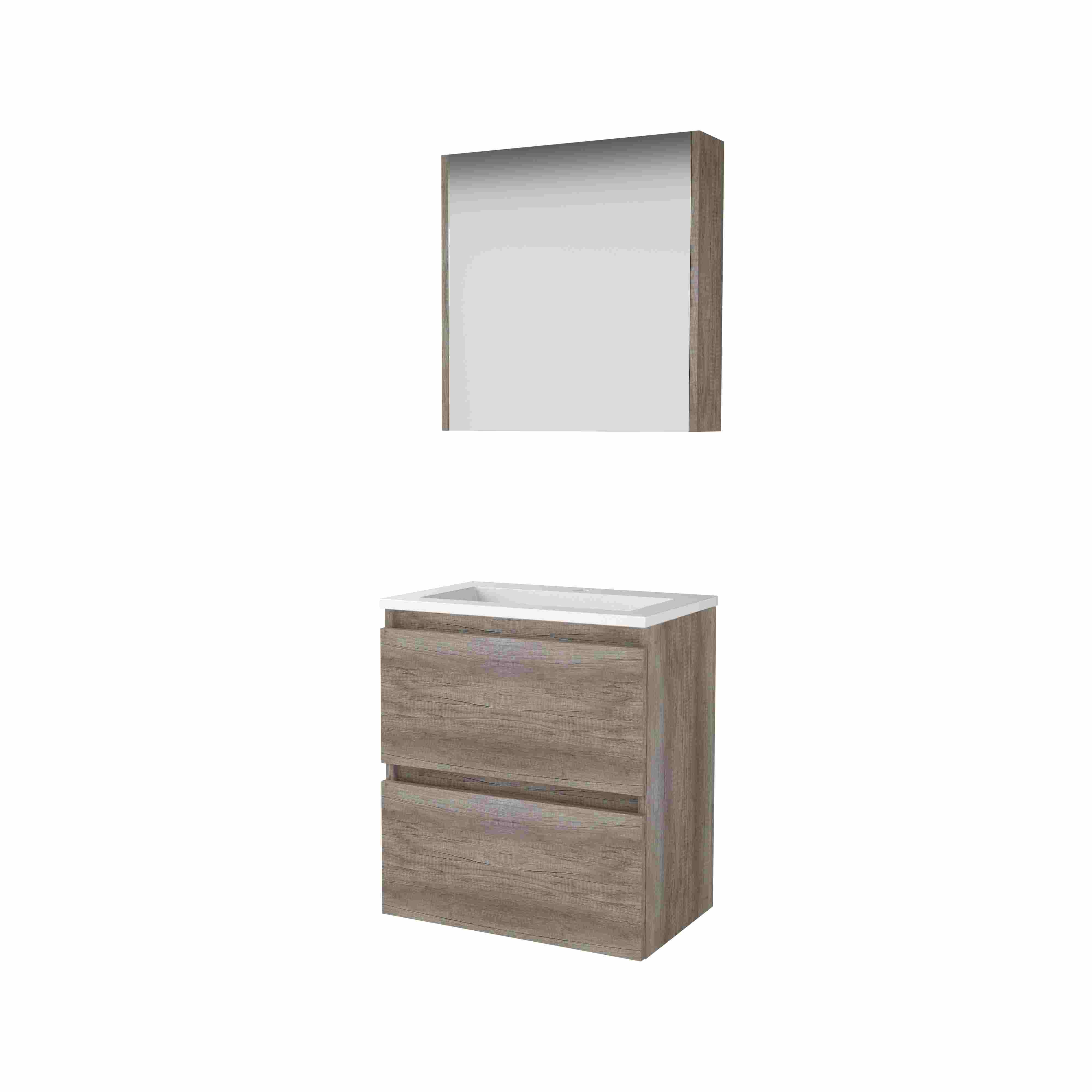 Basic Comfort 39 set 60x39cm greepl. 2 la Acryl wast. 1 krgt. incl. kast C39GL60A1SO Scotch Oak