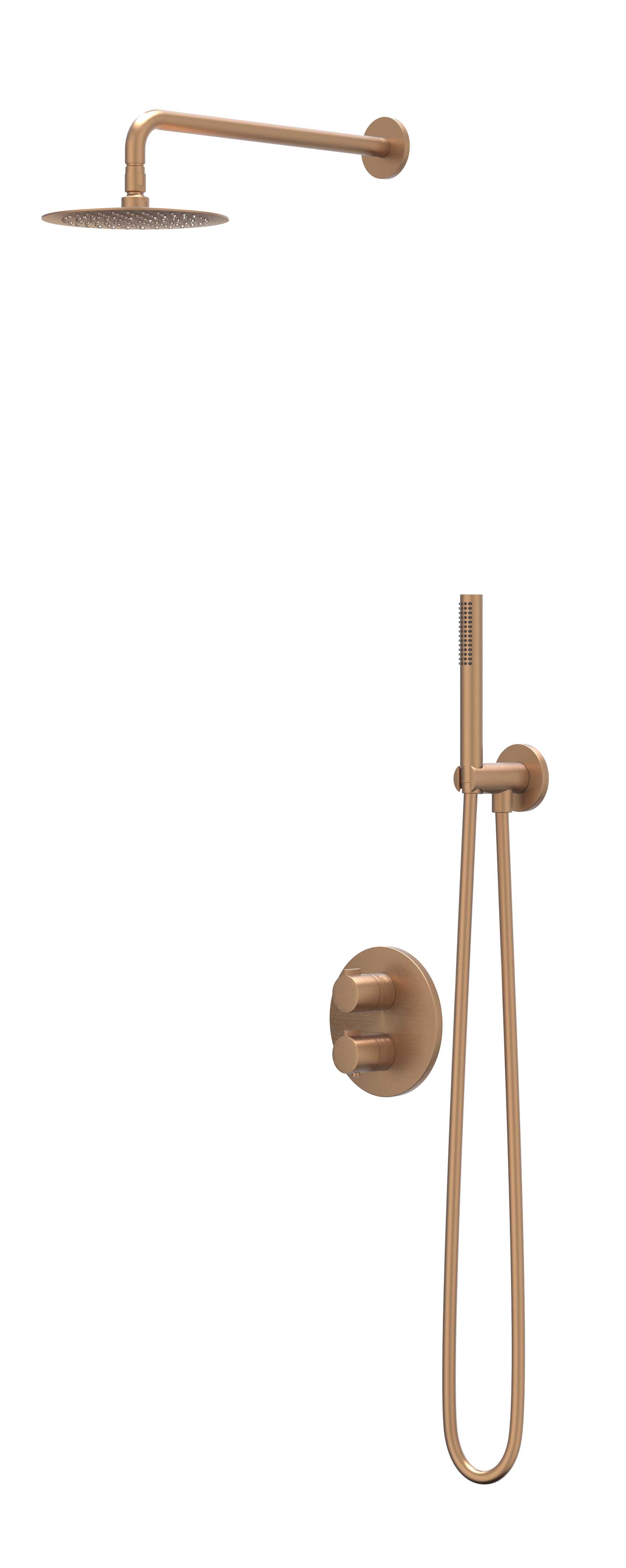 IVY Pact Inbouwset 2-weg plaf-15 25cm sl glijst. uitlaat en staafhdd CSP2GKABBB gebr. mat koper PVD