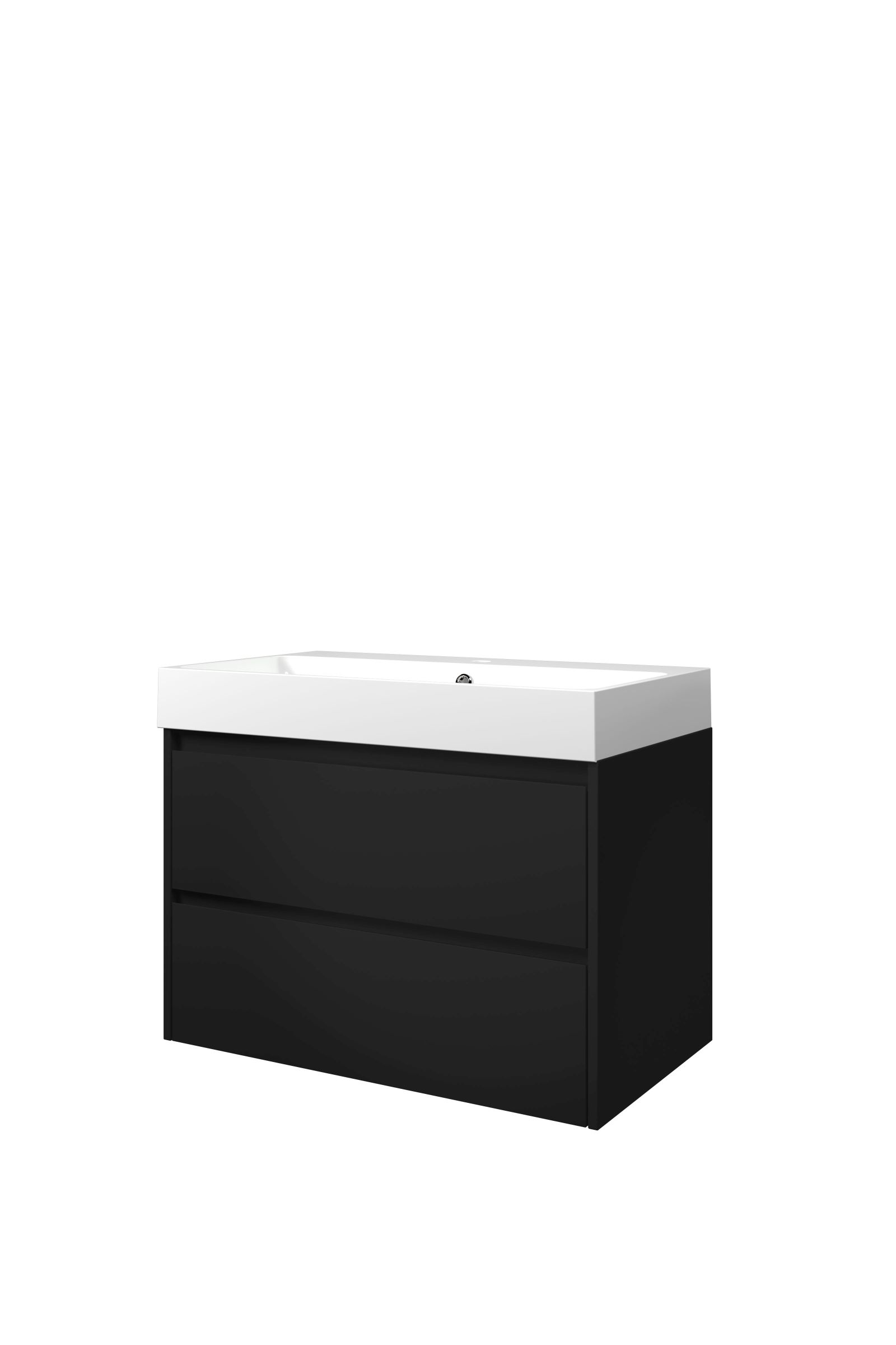 Proline set polystone Loft wast. met 1 krgt. en onderk. sym. PGWB801MZ Mat zwart/Glans wit H620xB800xD460