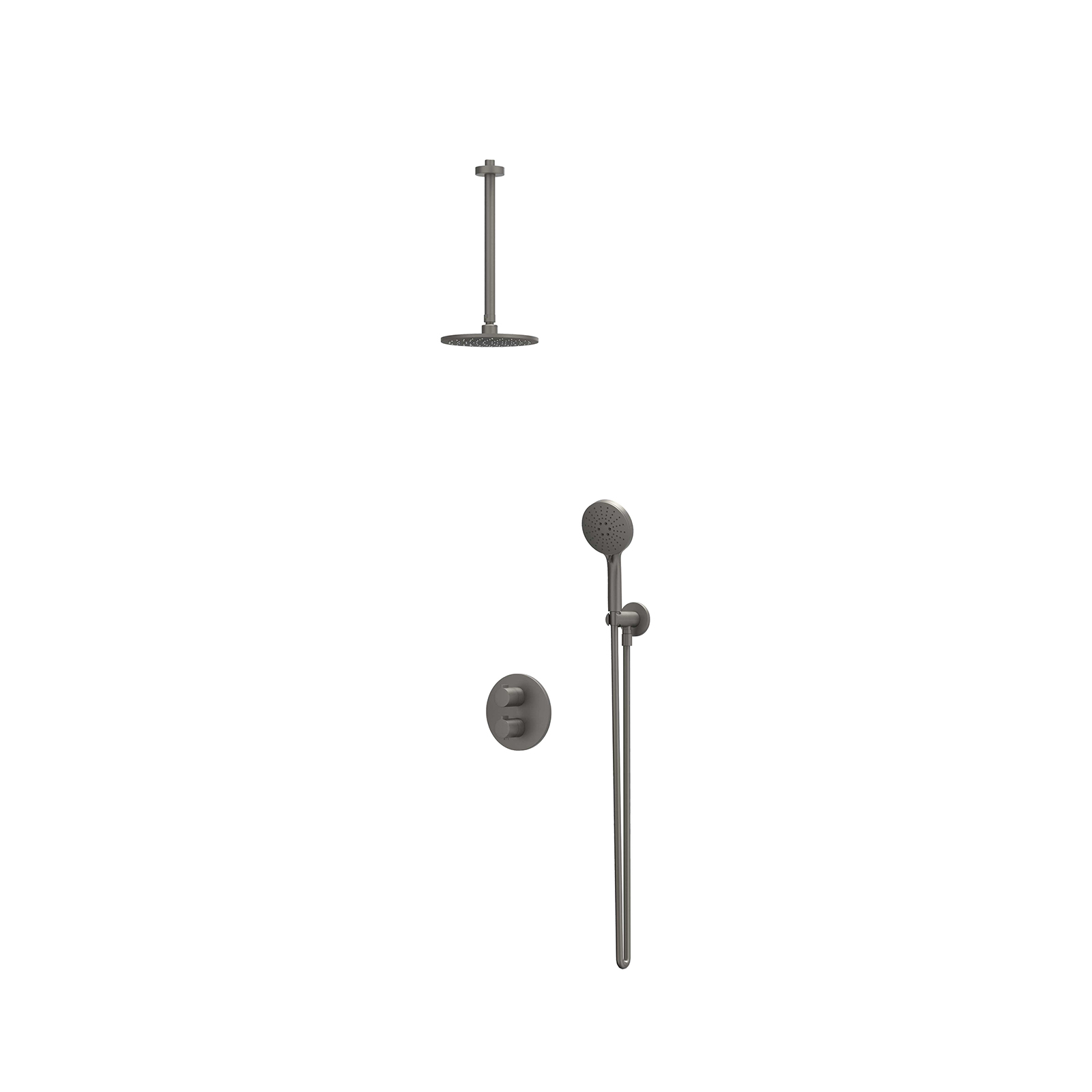 IVY Pact set 2-weg st.omst. pl.b. 30cm R20cm houder m. uitl. slang 150cm + 3-st. hd. CSP2EXGMBDCA Geborsteld metal black PVD