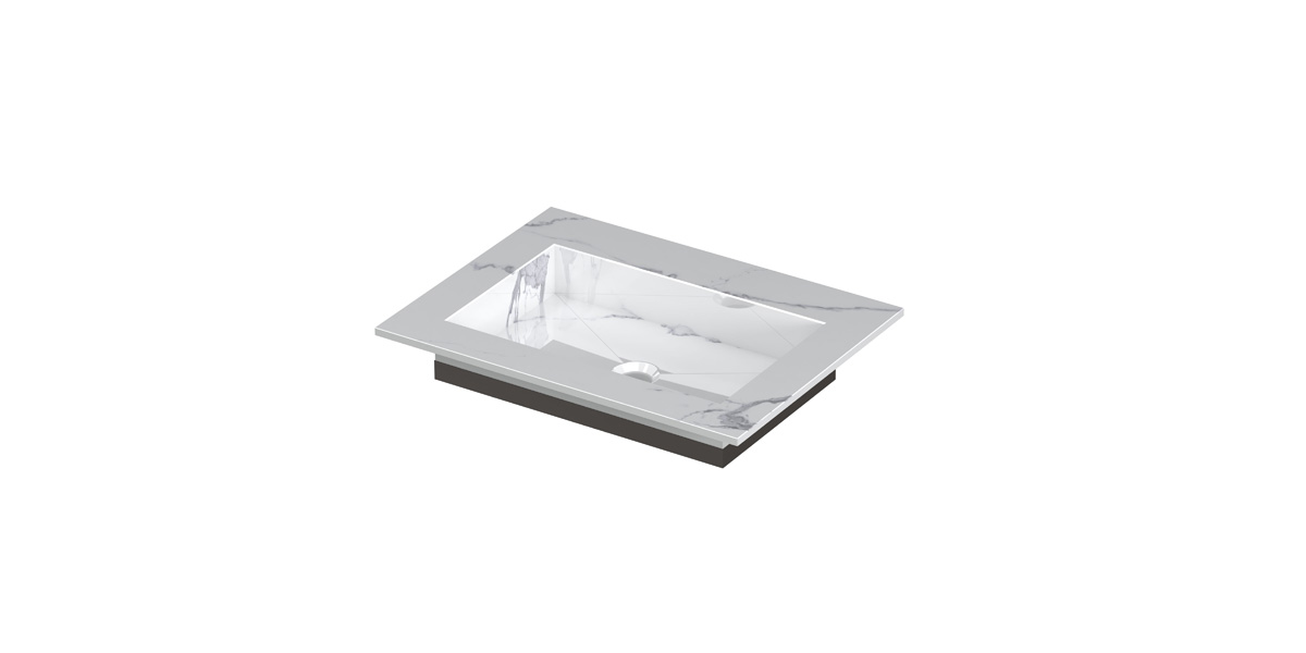 INK Post wast. keramische slab envelop bak zonder krgt. H10xB600xD450 Statuario glans / 210003