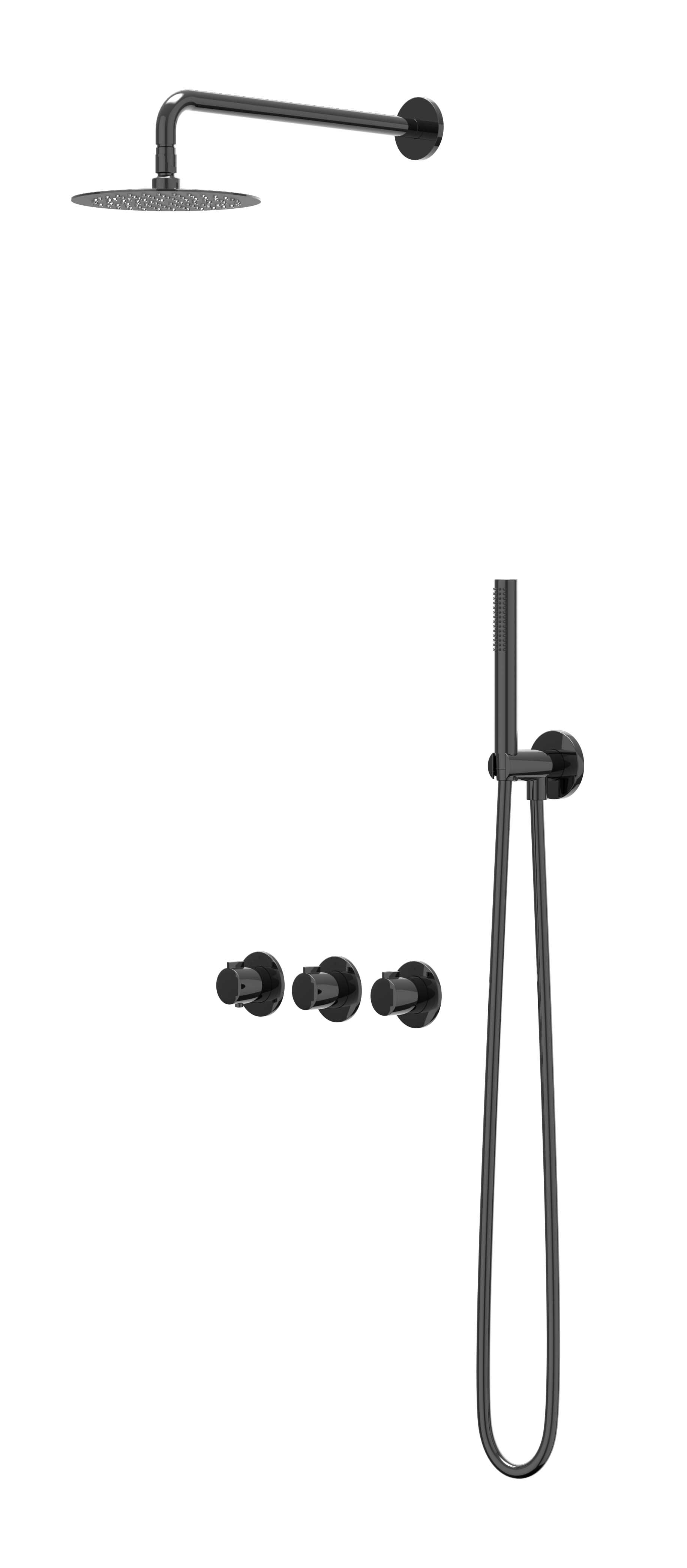 IVY Pact Inbouwset 2 stopkr.  w-arm 30cm me houder  en satin sp. CSP4ZCCFAA Zwart chroom PVD