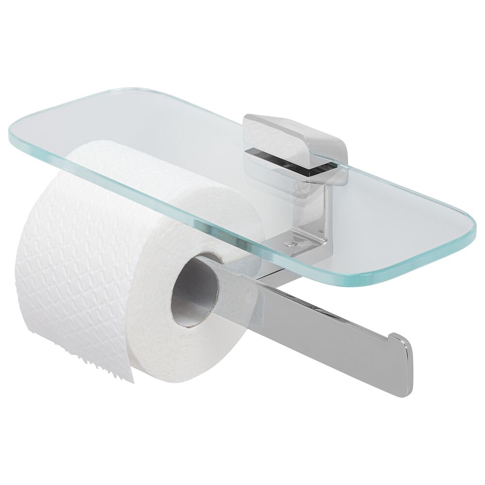 Geesa Shift toiletrolhouder dubbel chr. met planchet van transparant glas 919948-02