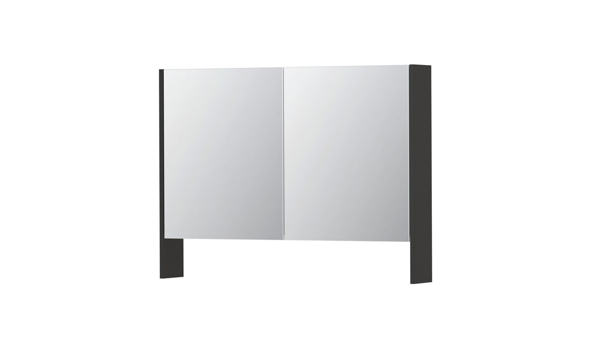 INK SPK3 spiegelkast m. dubbel gesp. 2 deuren icm open planchet en stop/schak. 1110207 Hoogglans antraciet H740xB1000xD140