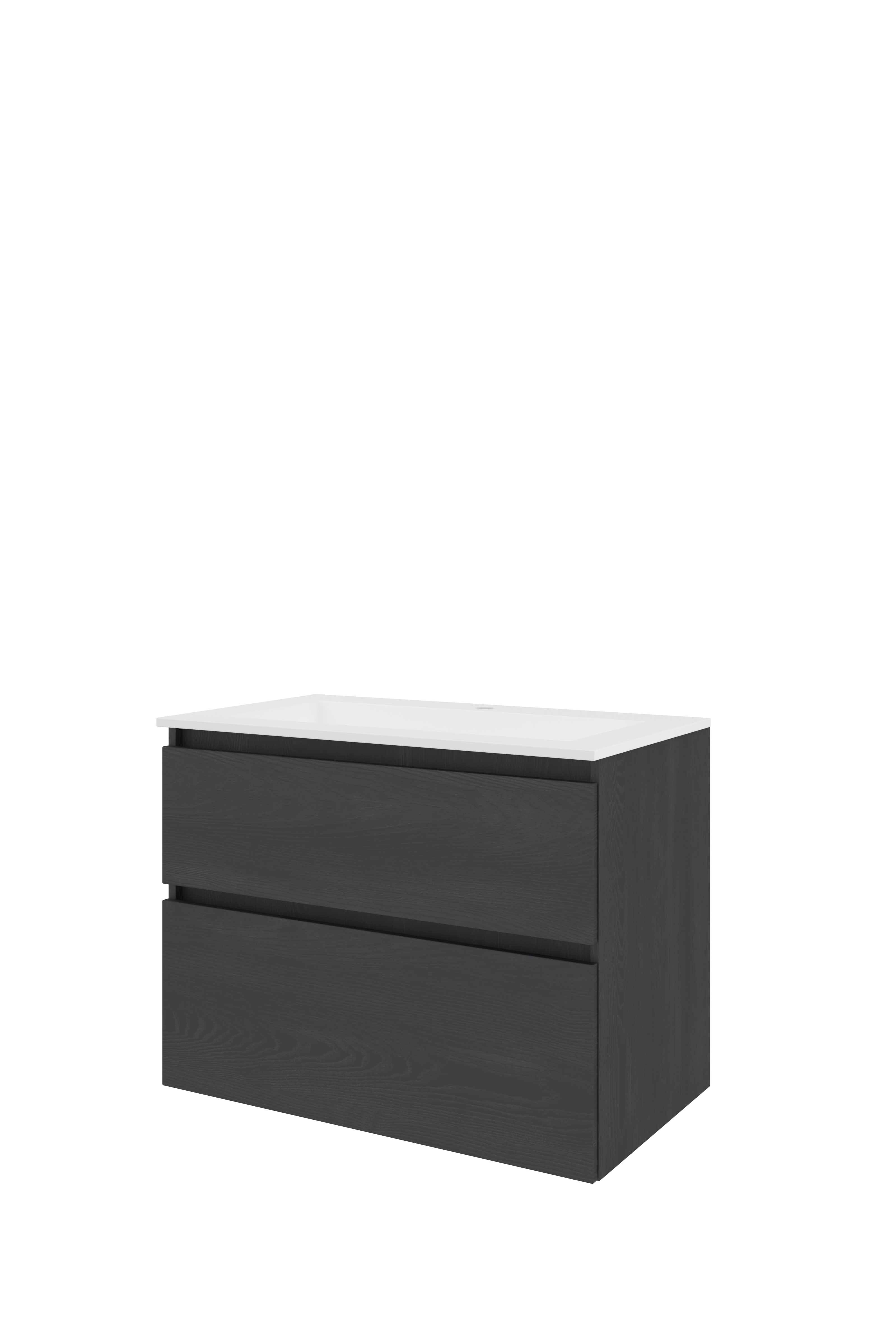Proline Set polystone Elegant wast. met 1 krgt. en onderkast a-sym. 1816377 Black oak/Mat wit 800x460x620