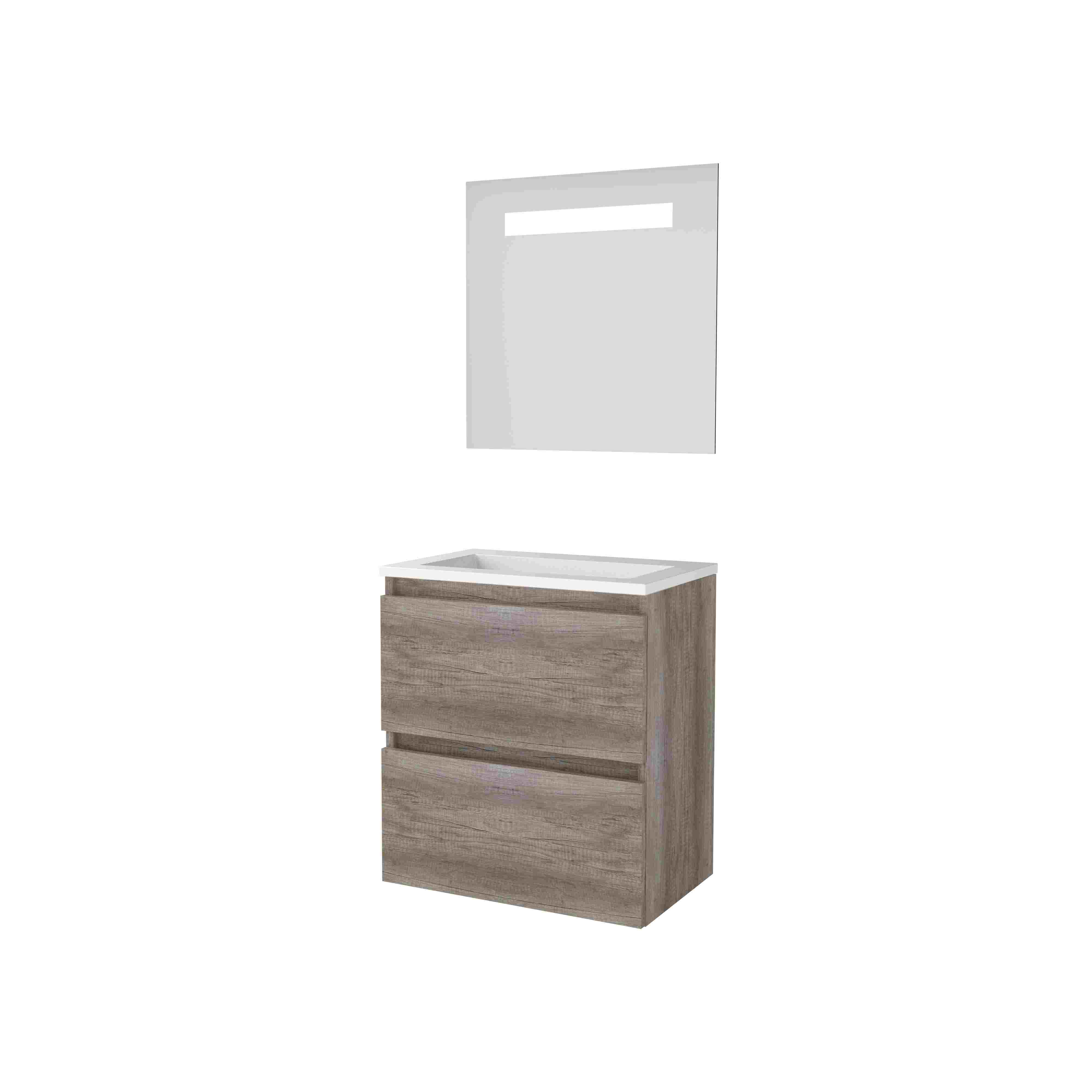 Basic Economic 39 set 60x39cm greepl. 2 la Acryl wast. 0 krgt. incl. spiegel m. verl. E39GL60A0SO Scotch Oak