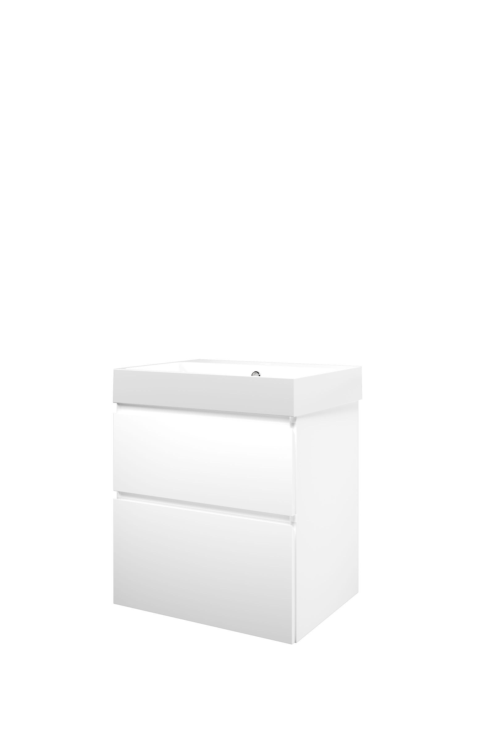 Proline set polystone Loft wast. met 1 krgt. en onderk. a-sym. PGWC601MW Mat wit/Glans wit H700xB600xD460