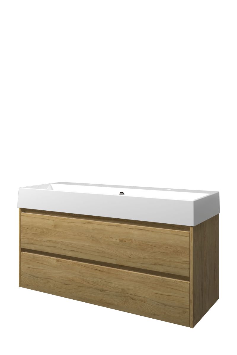 Proline set porselein Loft wast. met 2 krgt. en onderk. sym. ZGWB1202IO Ideal oak/Glans wit H620xB1200xD460
