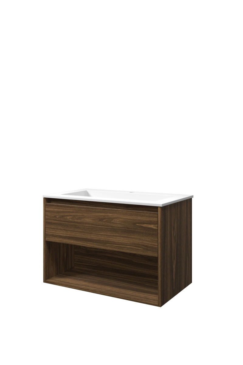 Proline set polystone Elegant wast. met 1 krgt. en onderk. met schap 1815973 Cabana oak/Mat wit H540xB800xD460