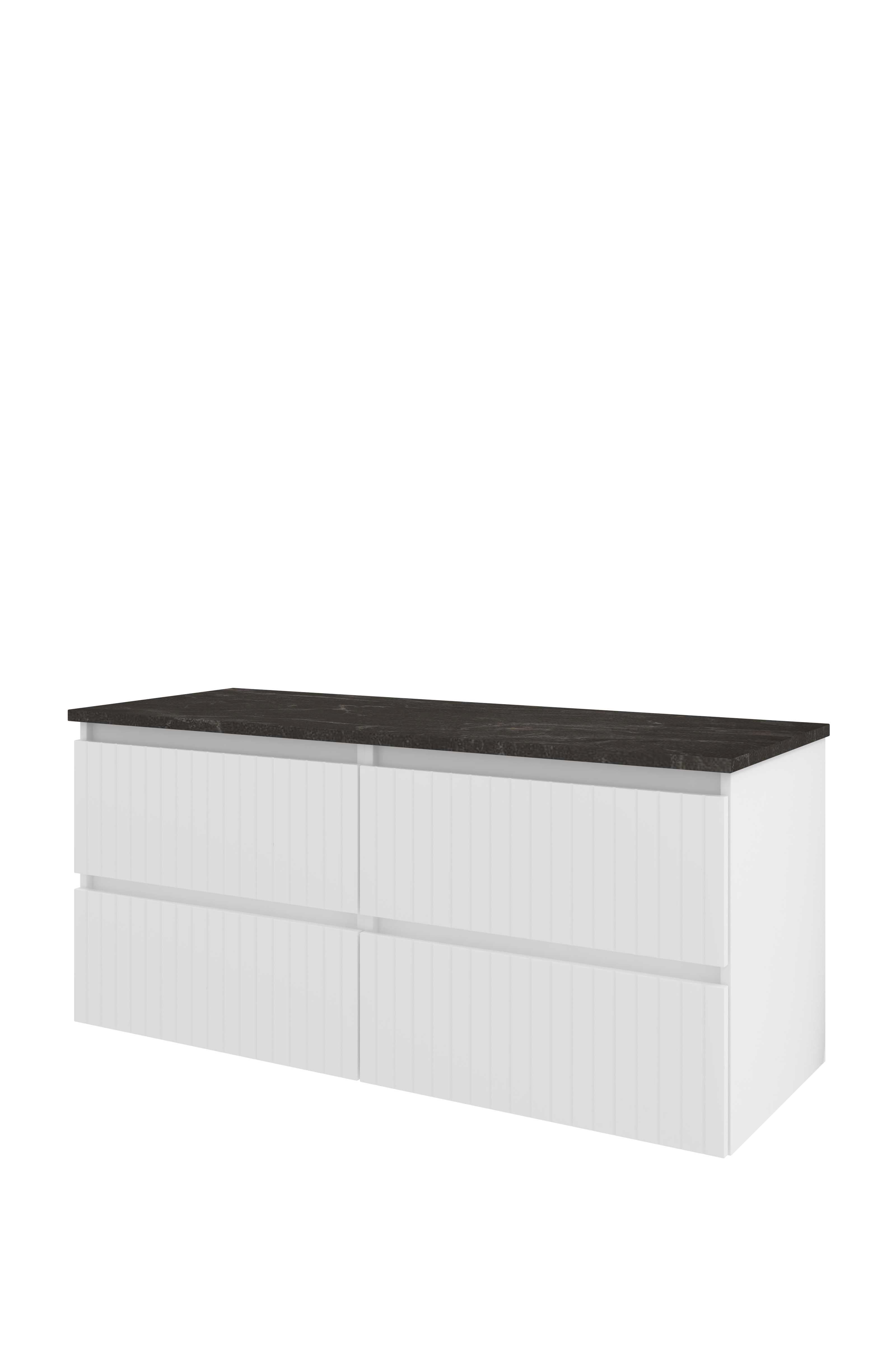 Proline Set Top afdekplaat en onderkast 4 laden sym. gefr. DBSD2x60GW Glans wit/Blue stone 1200x460x540