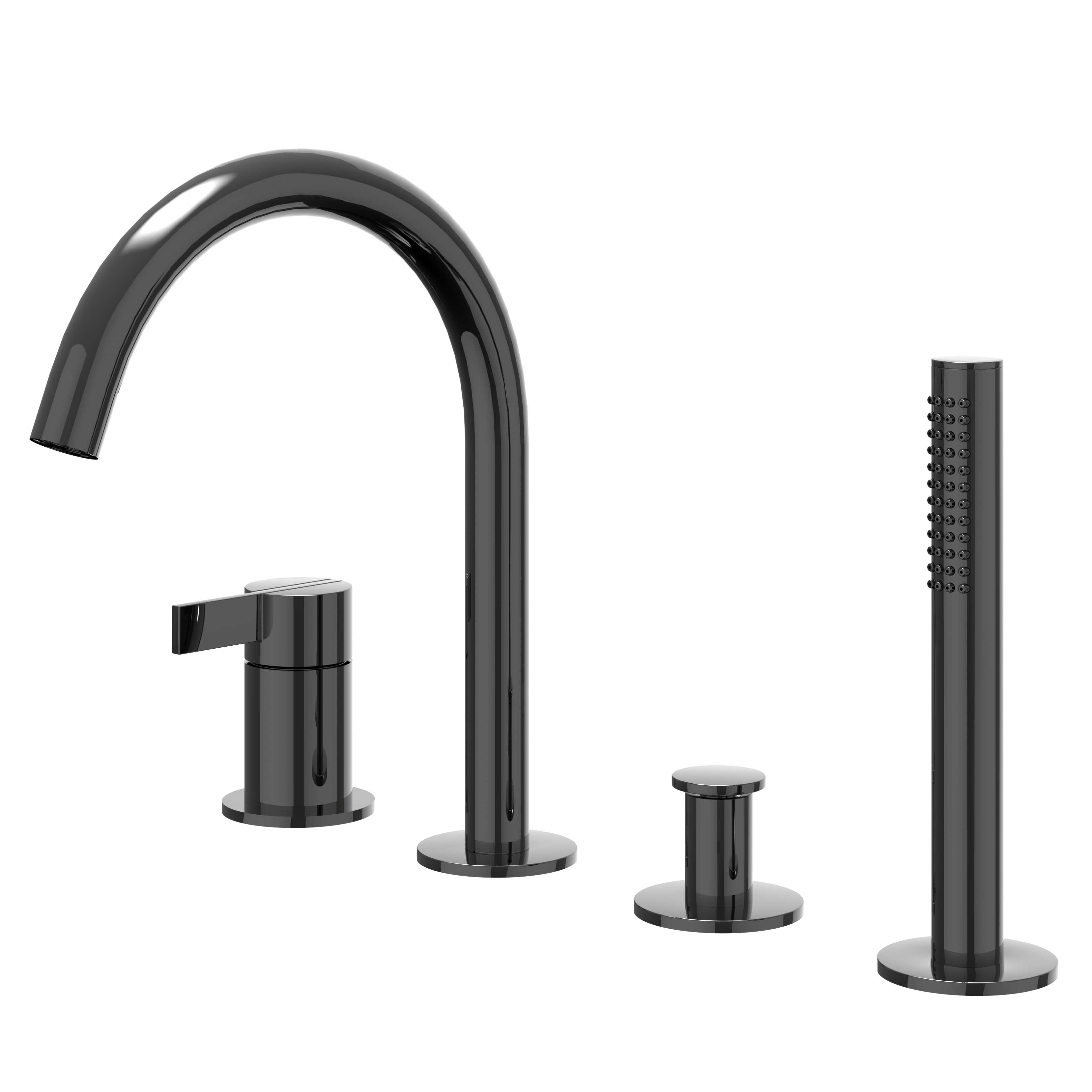 IVY Pact Badrandcombi 4-gats m/draaibare uitloop uittrekbare handd 6302157 Zwart chroom PVD
