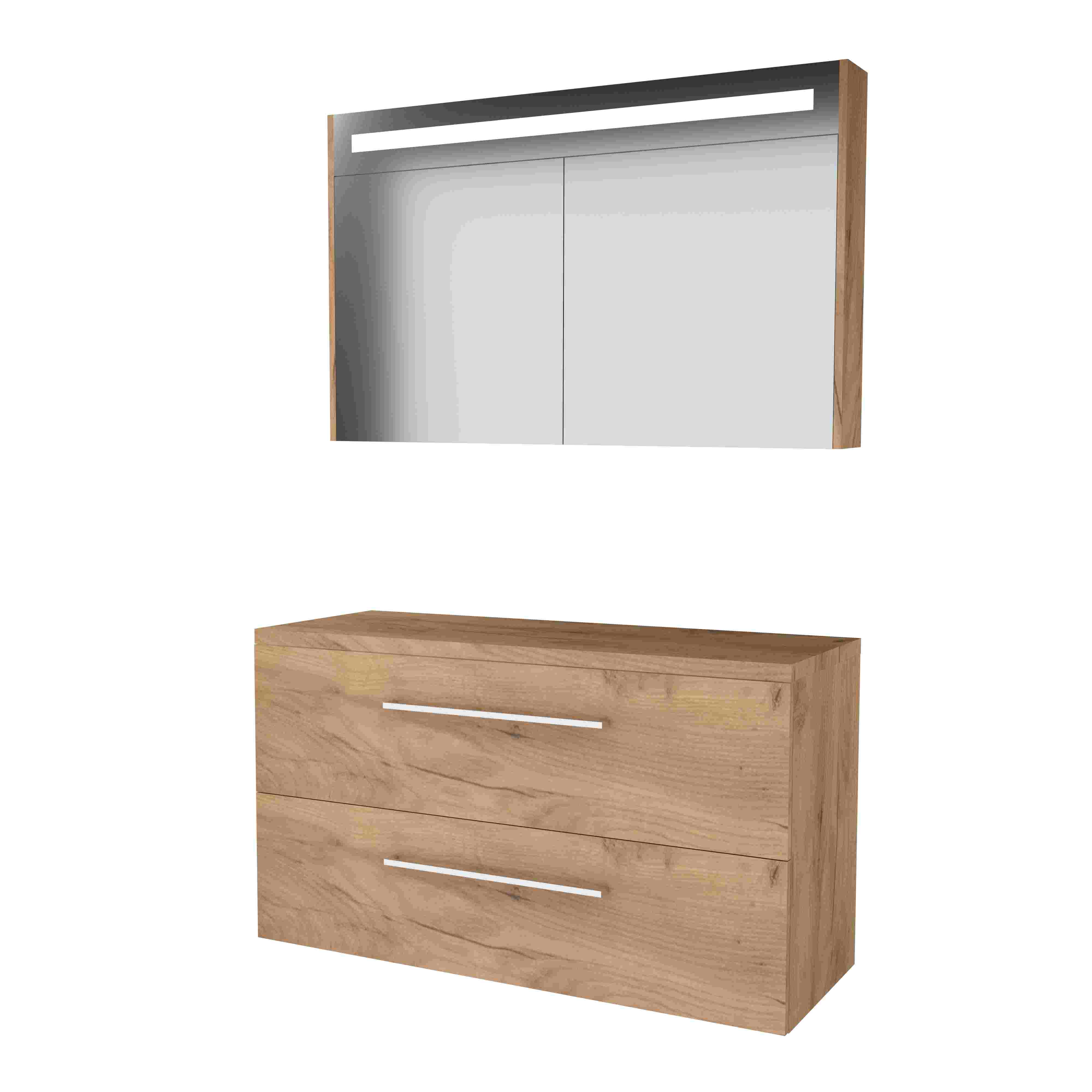 Basic Prem. 46 onderk. m. gr. incl. 2 la + afdekplaat incl. sp.kast m. geint. Led B1200xD460 Whisky Oak / 1813667