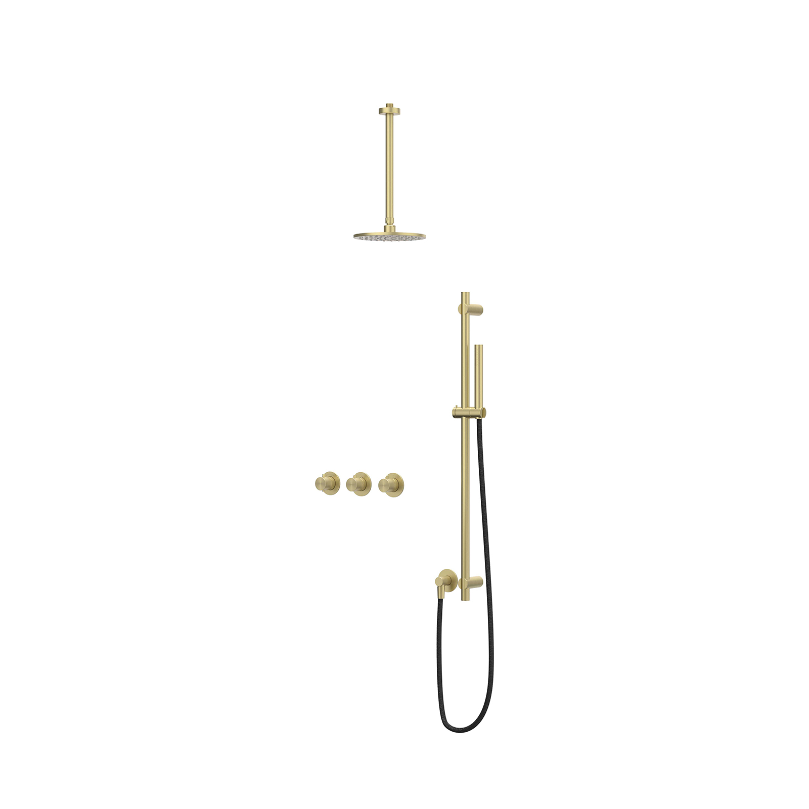 IVY Concord Inbouwset 2 stopkr.  plaf-30 20cm me glijst.  en staafhdd CSC4IMPAACB RVS316 gebr. mat goud PVD
